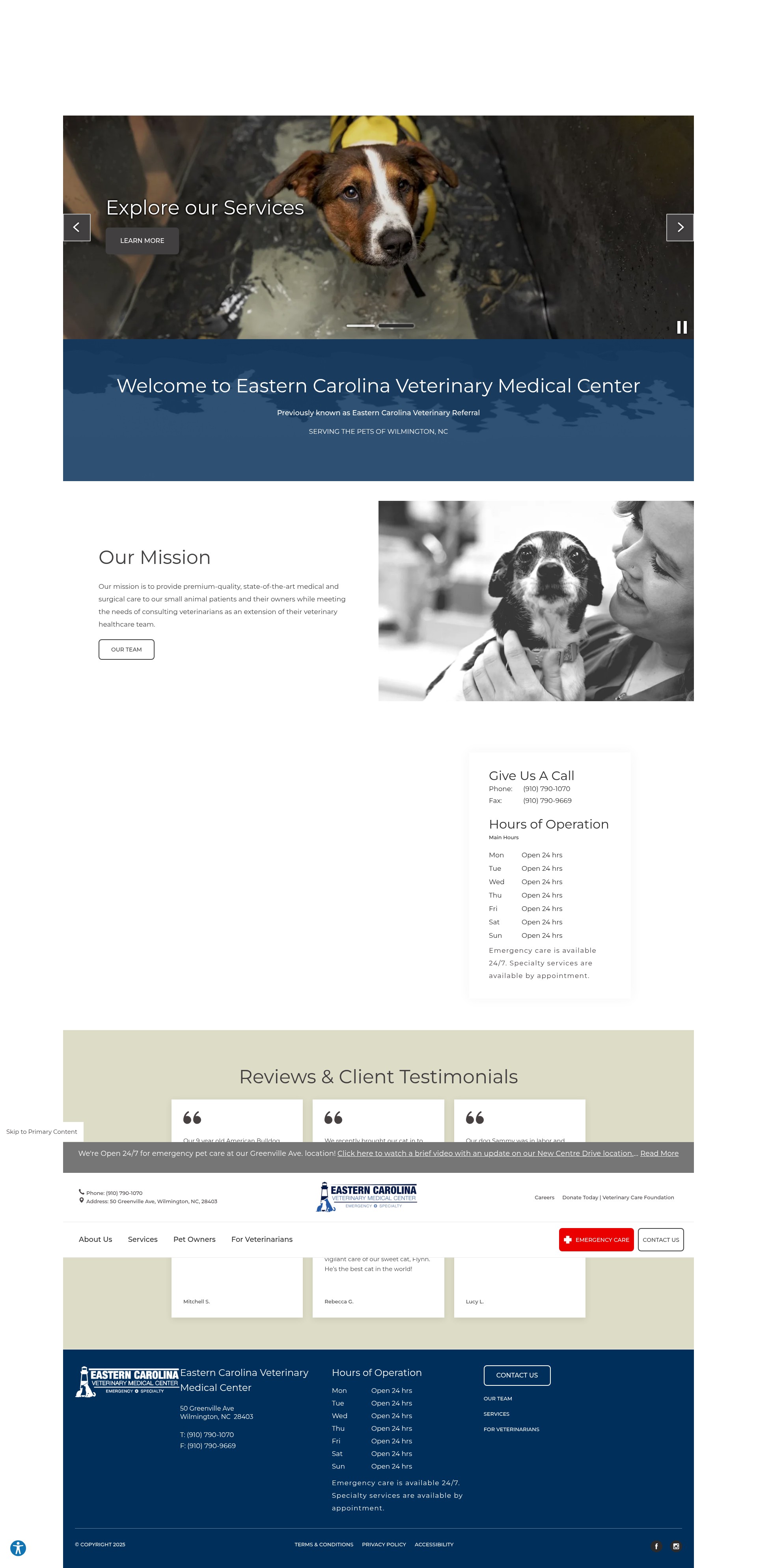Screenshot of easterncarolinavet.com