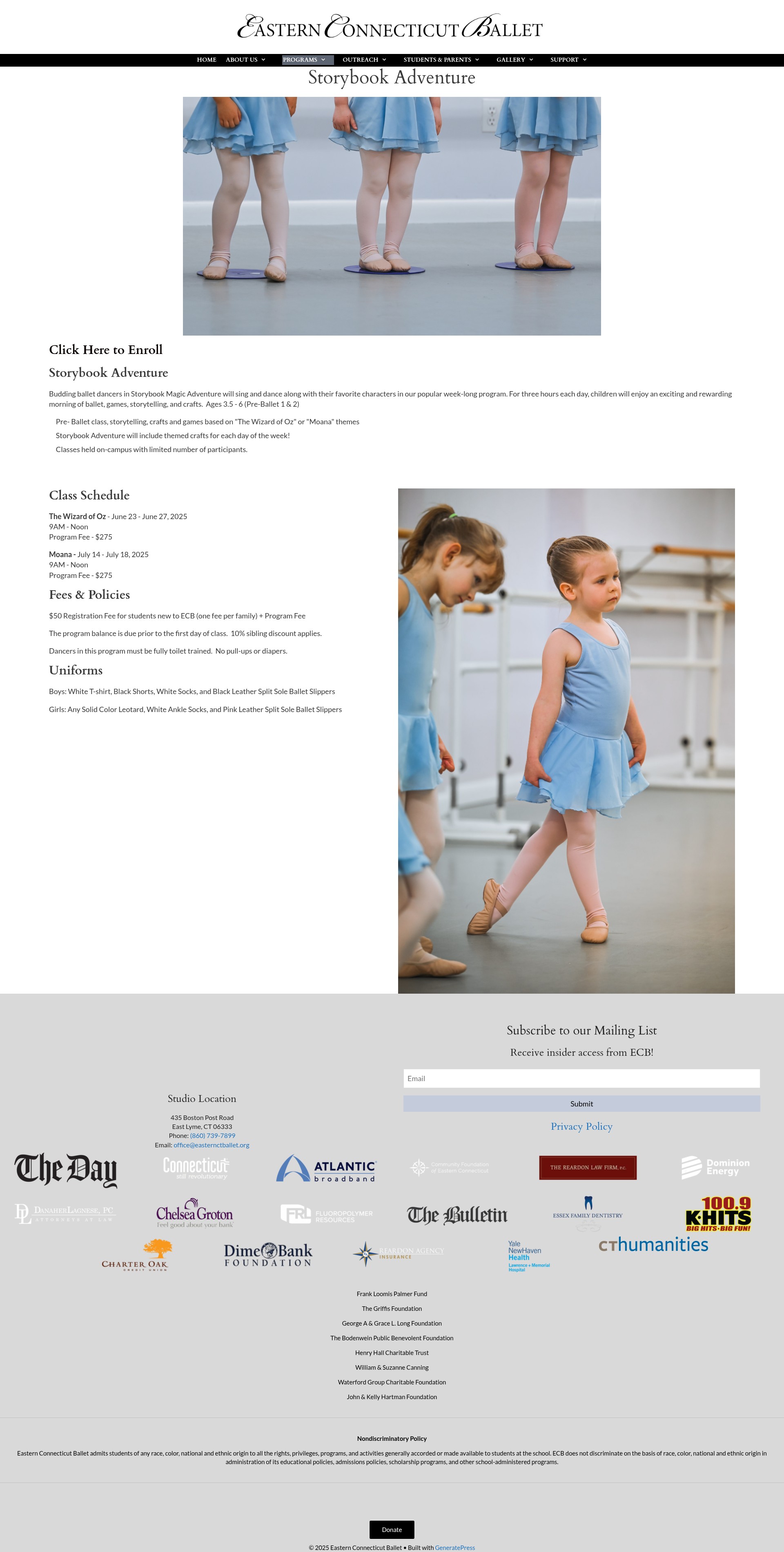 Screenshot of easternctballet.org