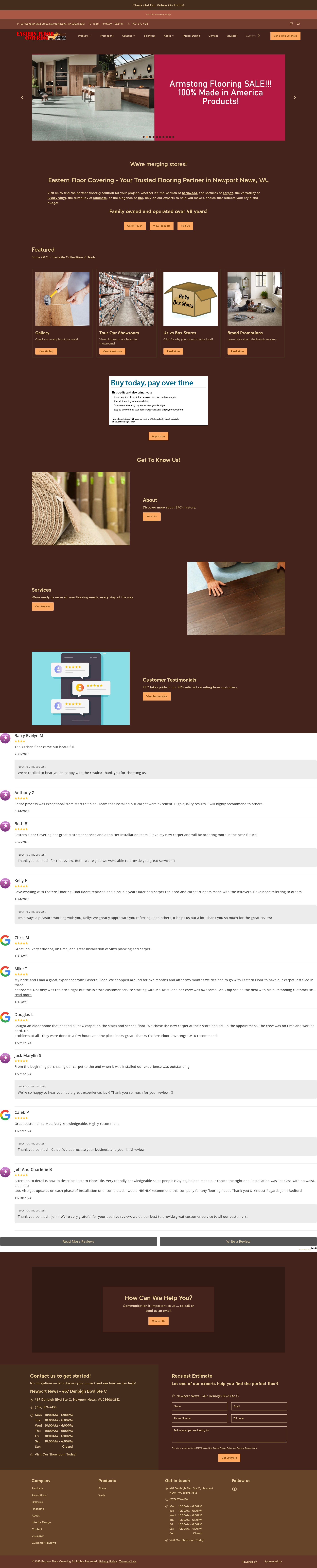 Screenshot of easternfloorcovering.com