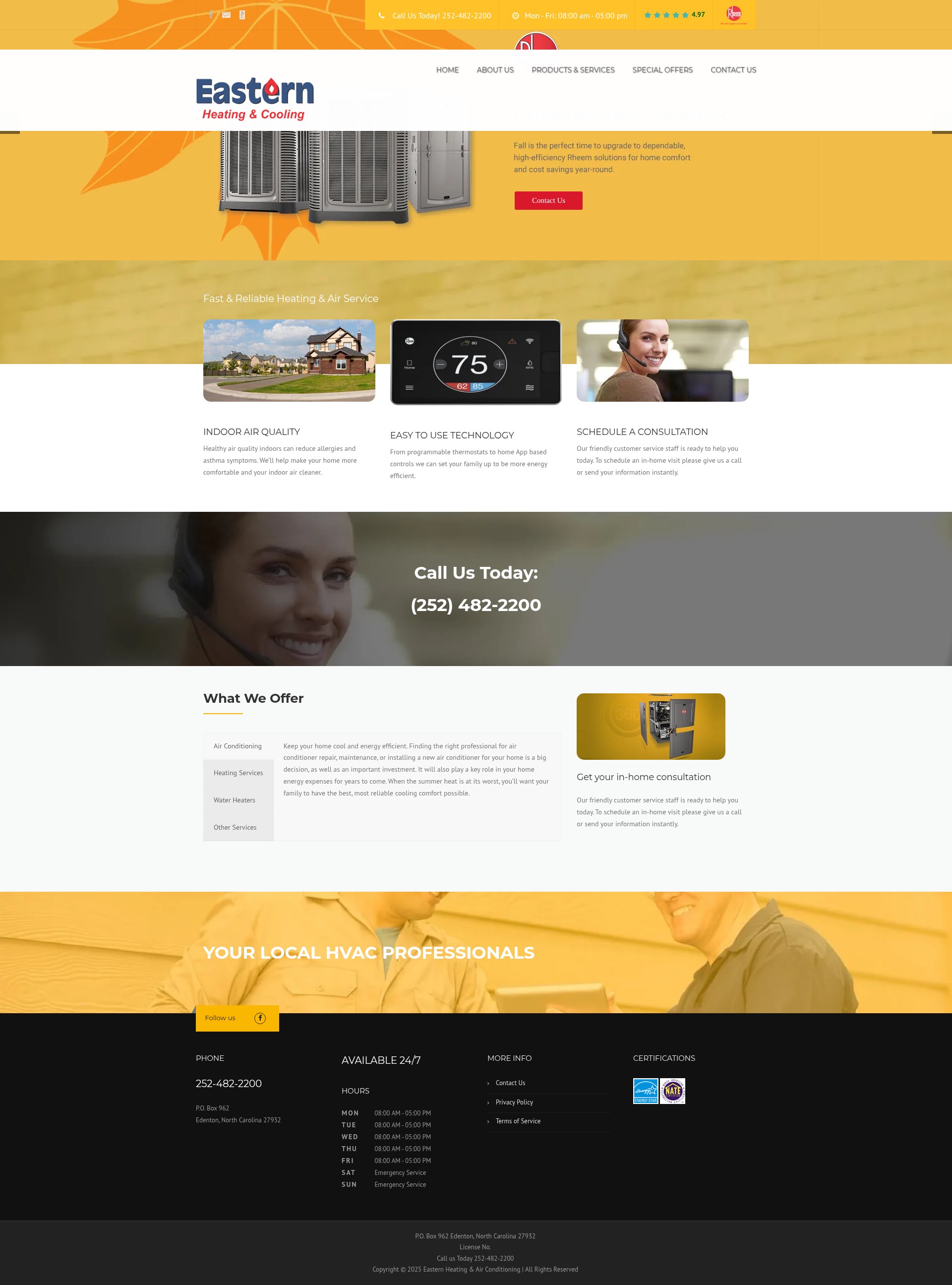 Screenshot of easternhvac.net