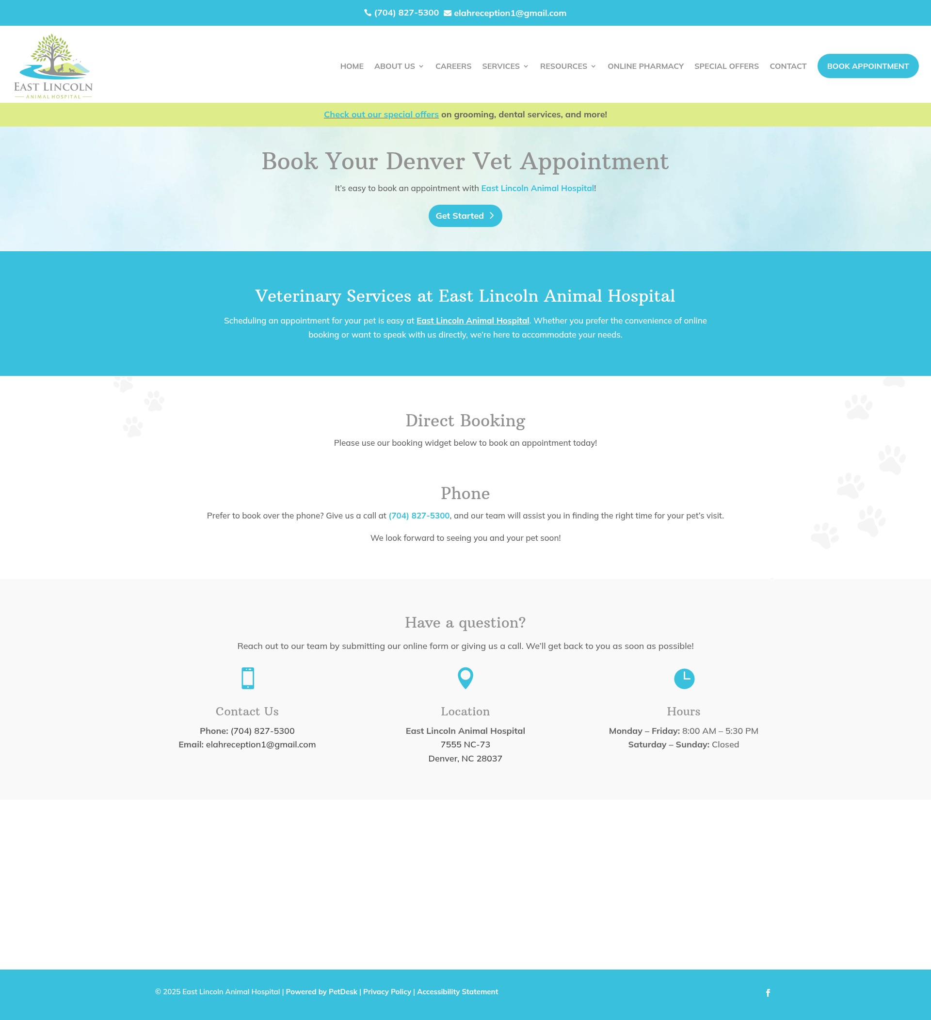 Screenshot of eastlincolnanimalhospital.com