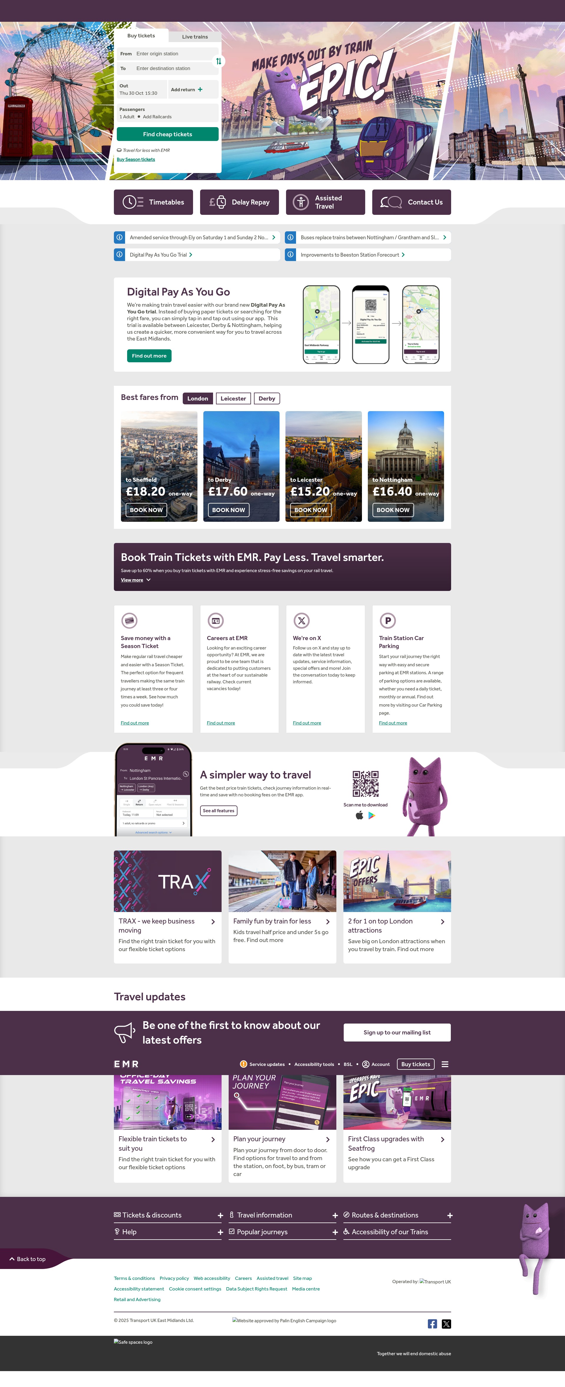 Screenshot of eastmidlandsrailway.co.uk
