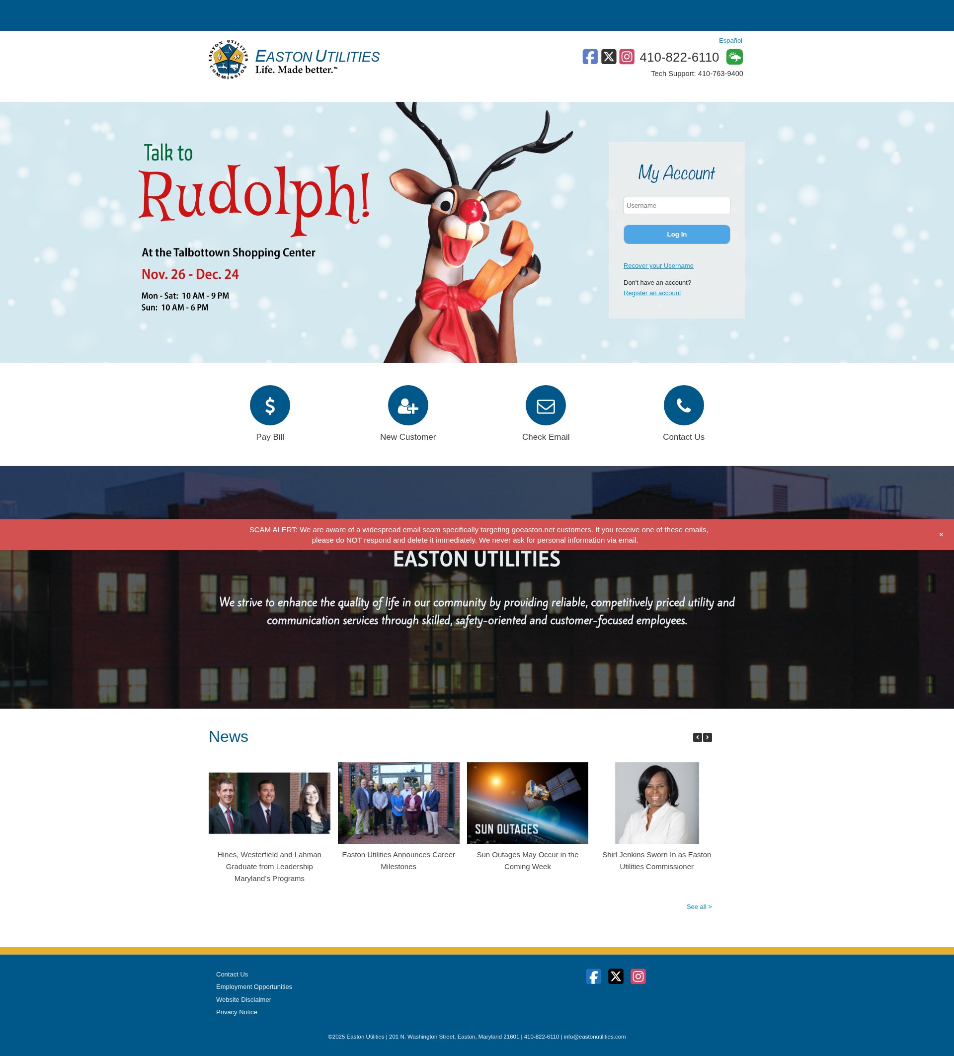 Screenshot of eastonutilities.com