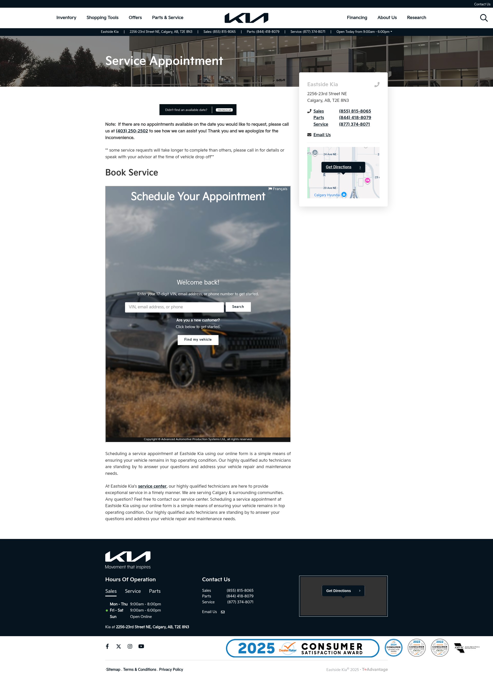 Screenshot of eastsidekia.ca