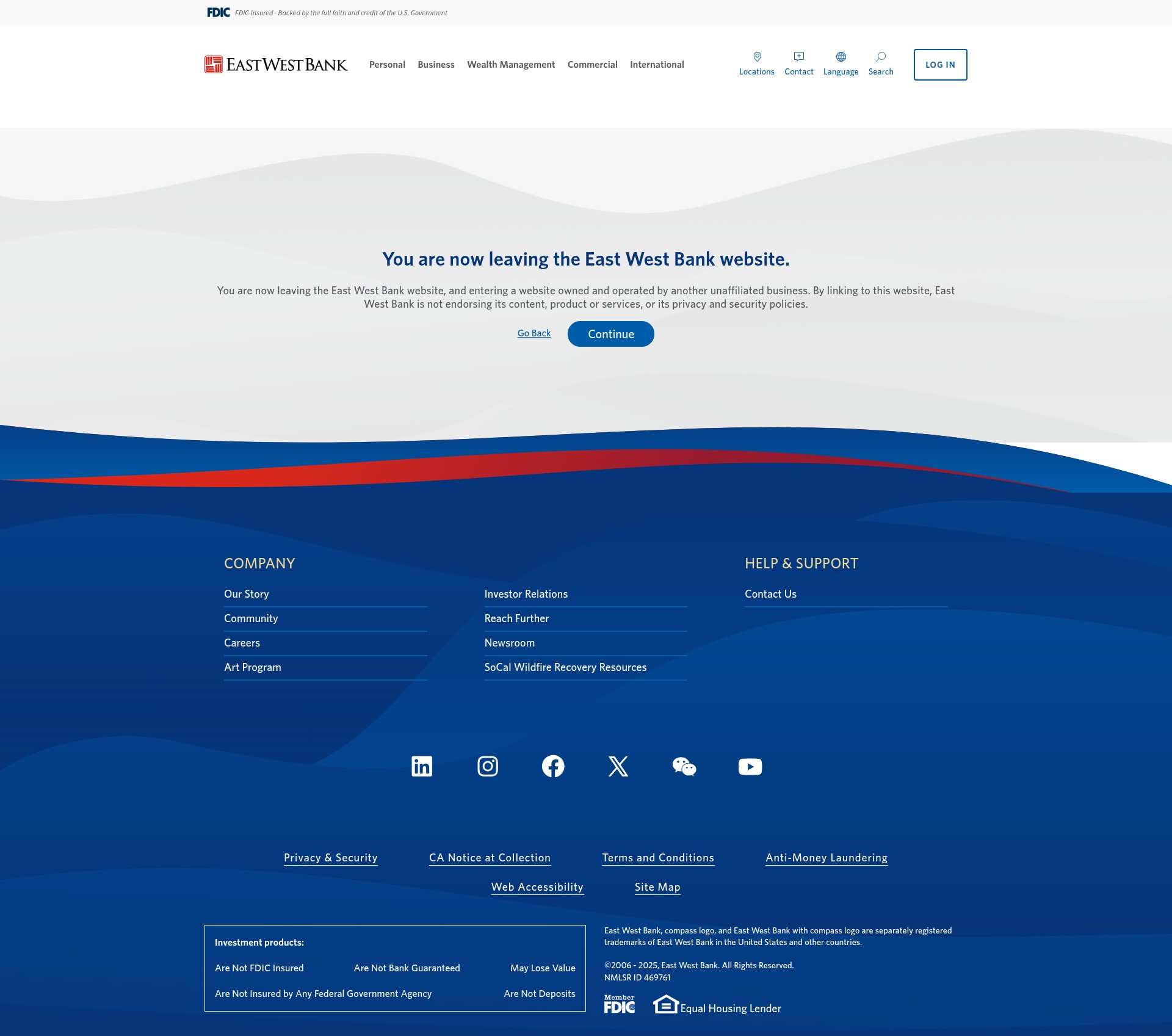 Screenshot of eastwestbank.com