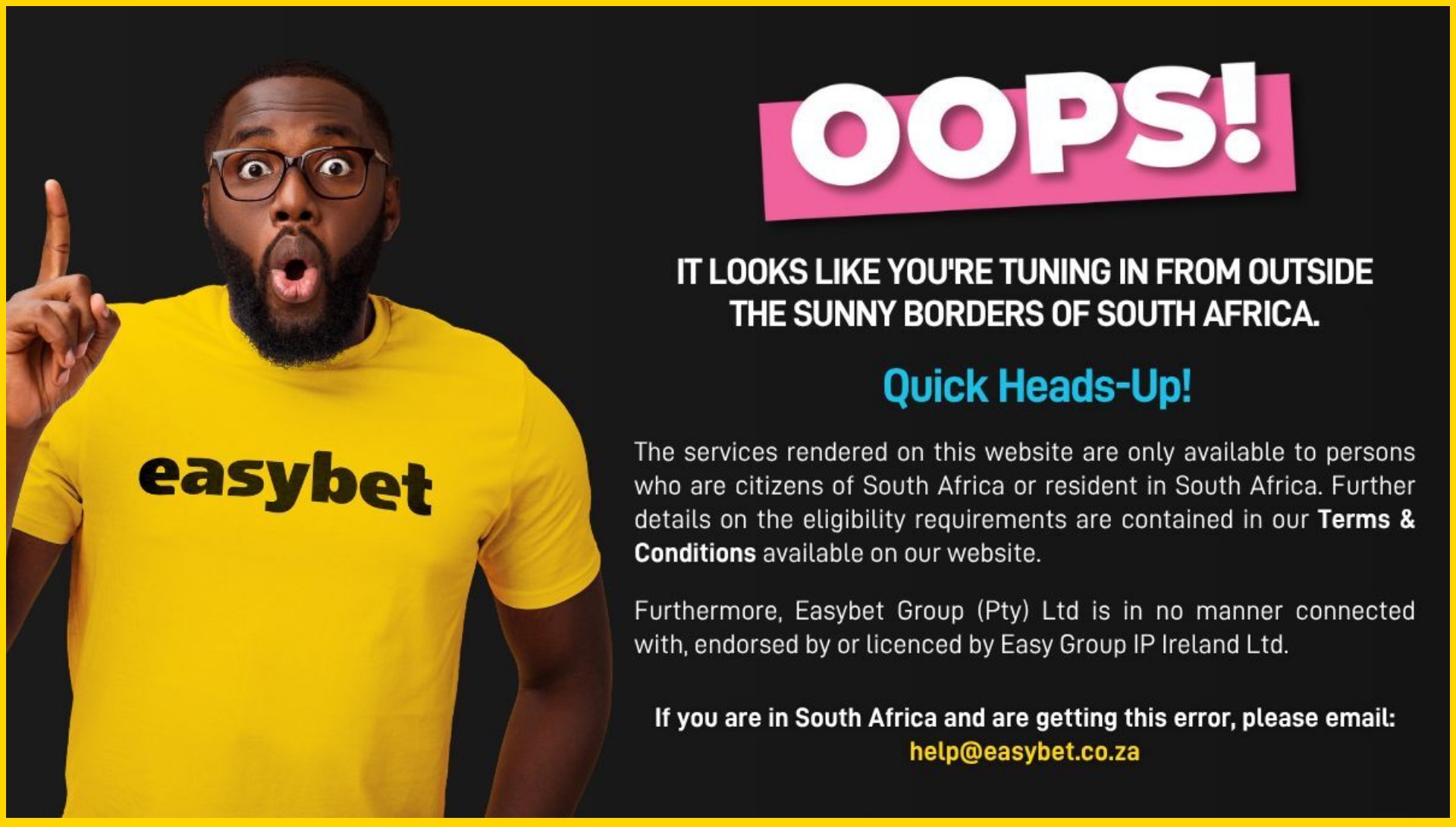 Screenshot of easybet.co.za