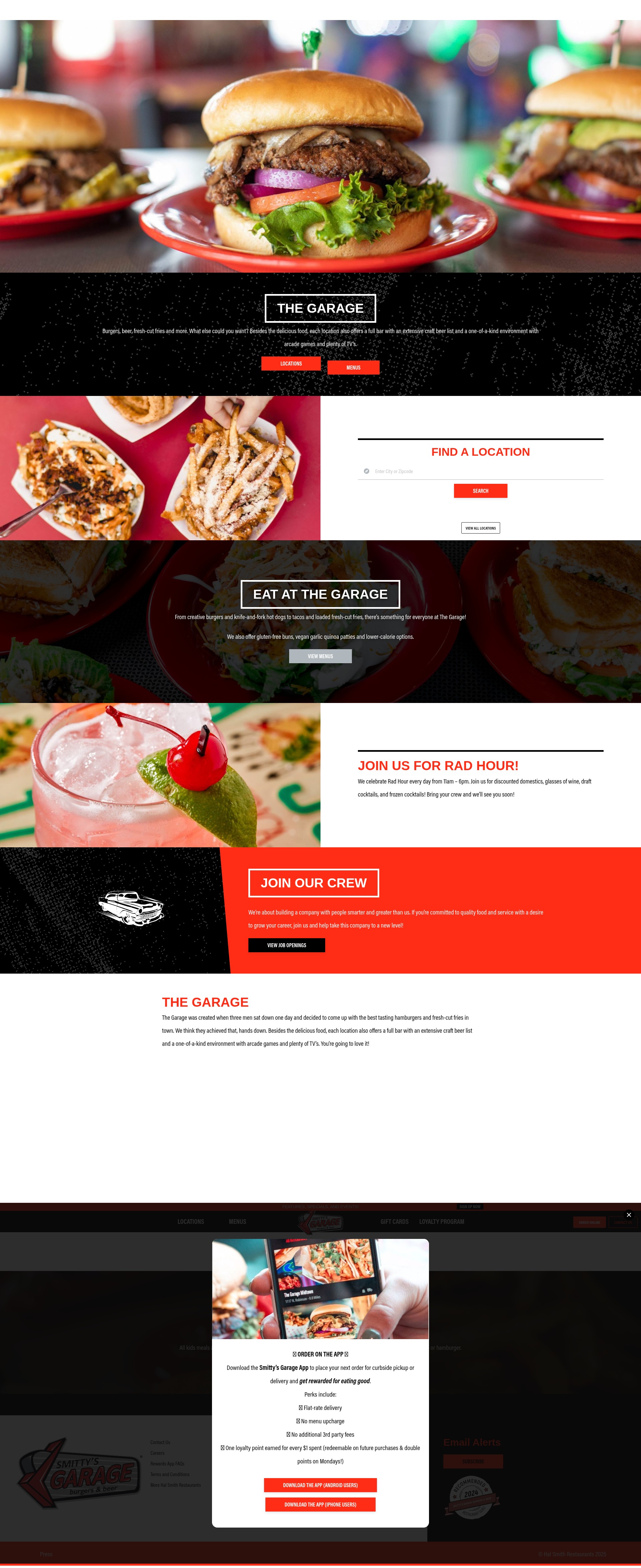 Screenshot of eatatthegarage.com