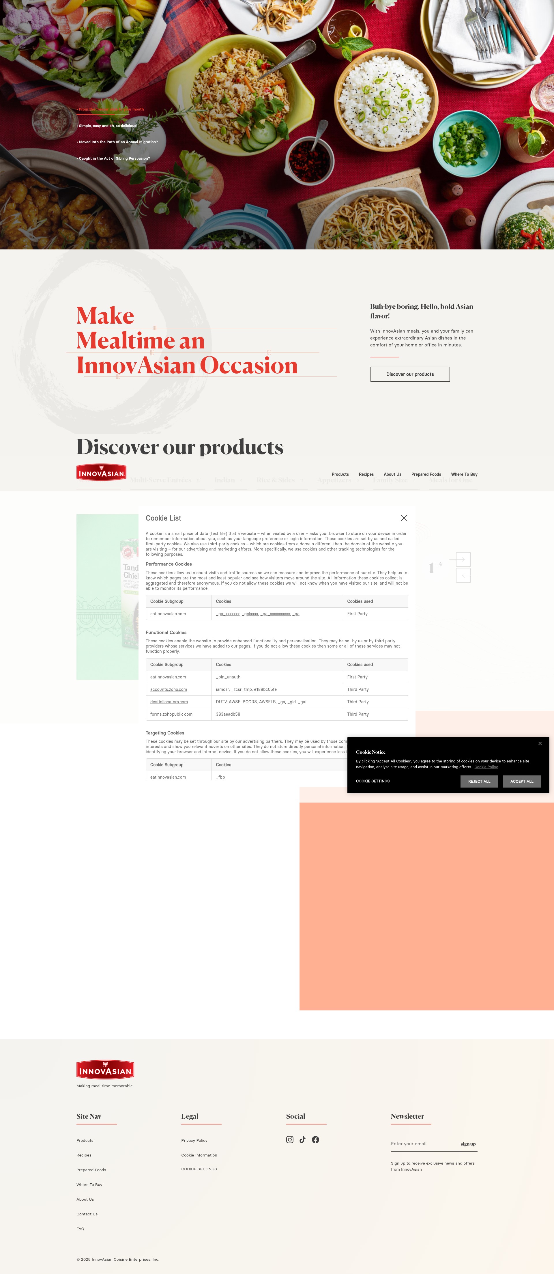 Screenshot of eatinnovasian.com