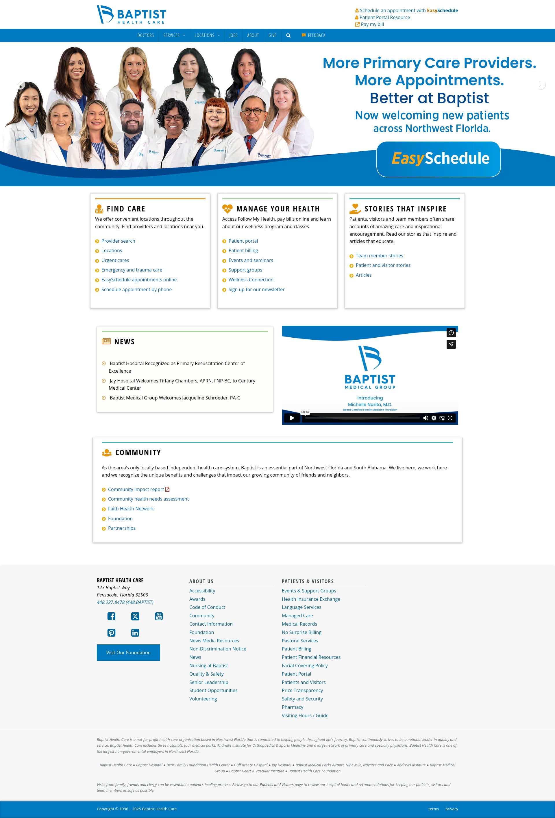 Screenshot of ebaptisthealthcare.org