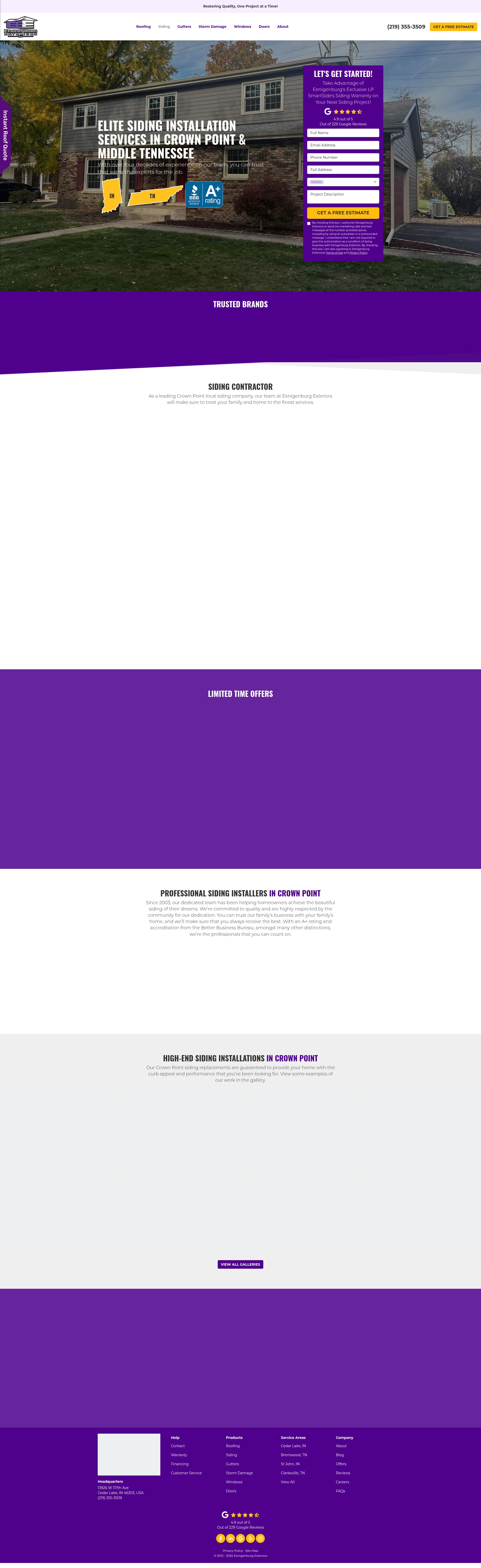 Screenshot of eburgexteriors.com