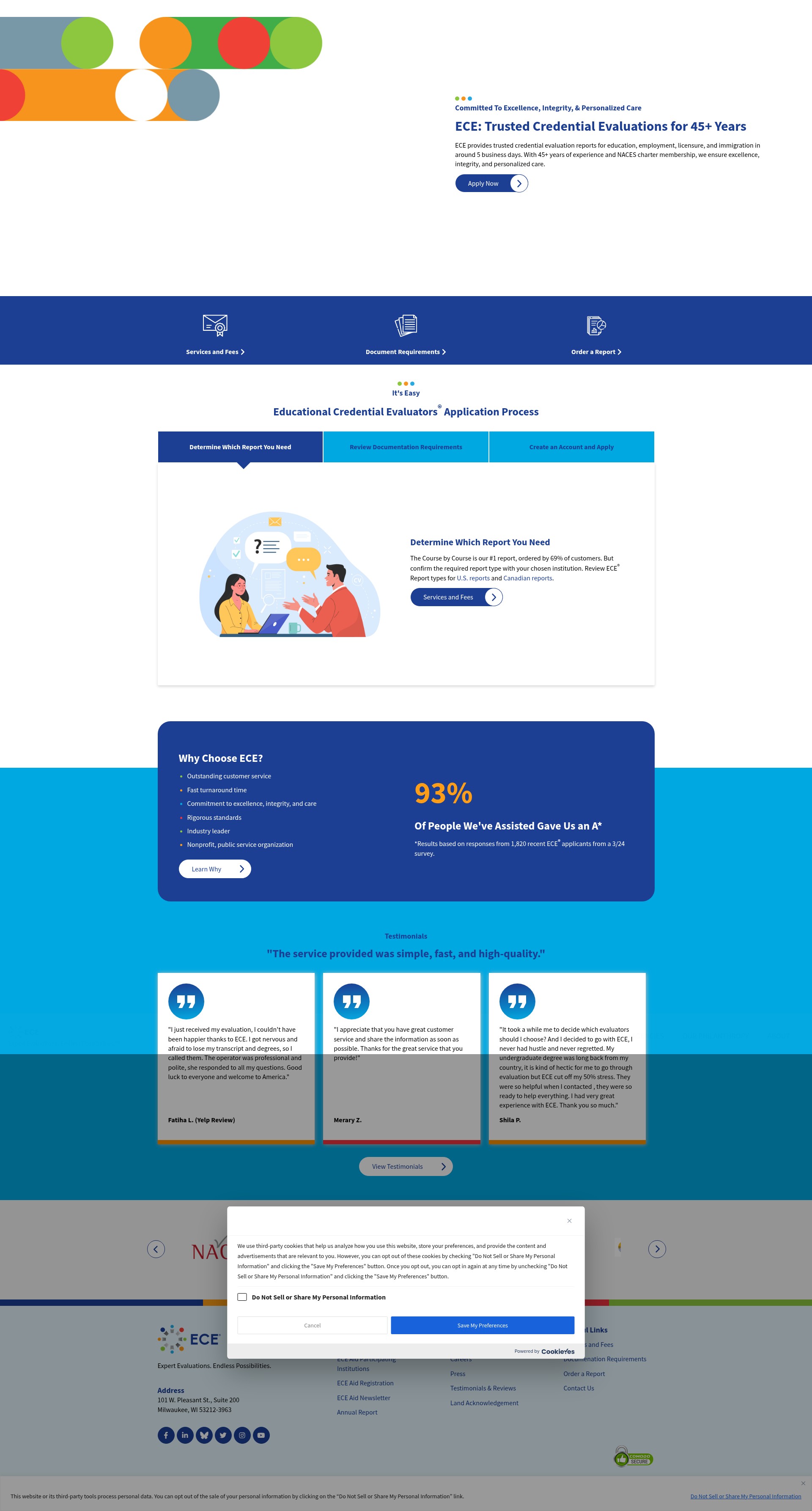 Screenshot of ece.org