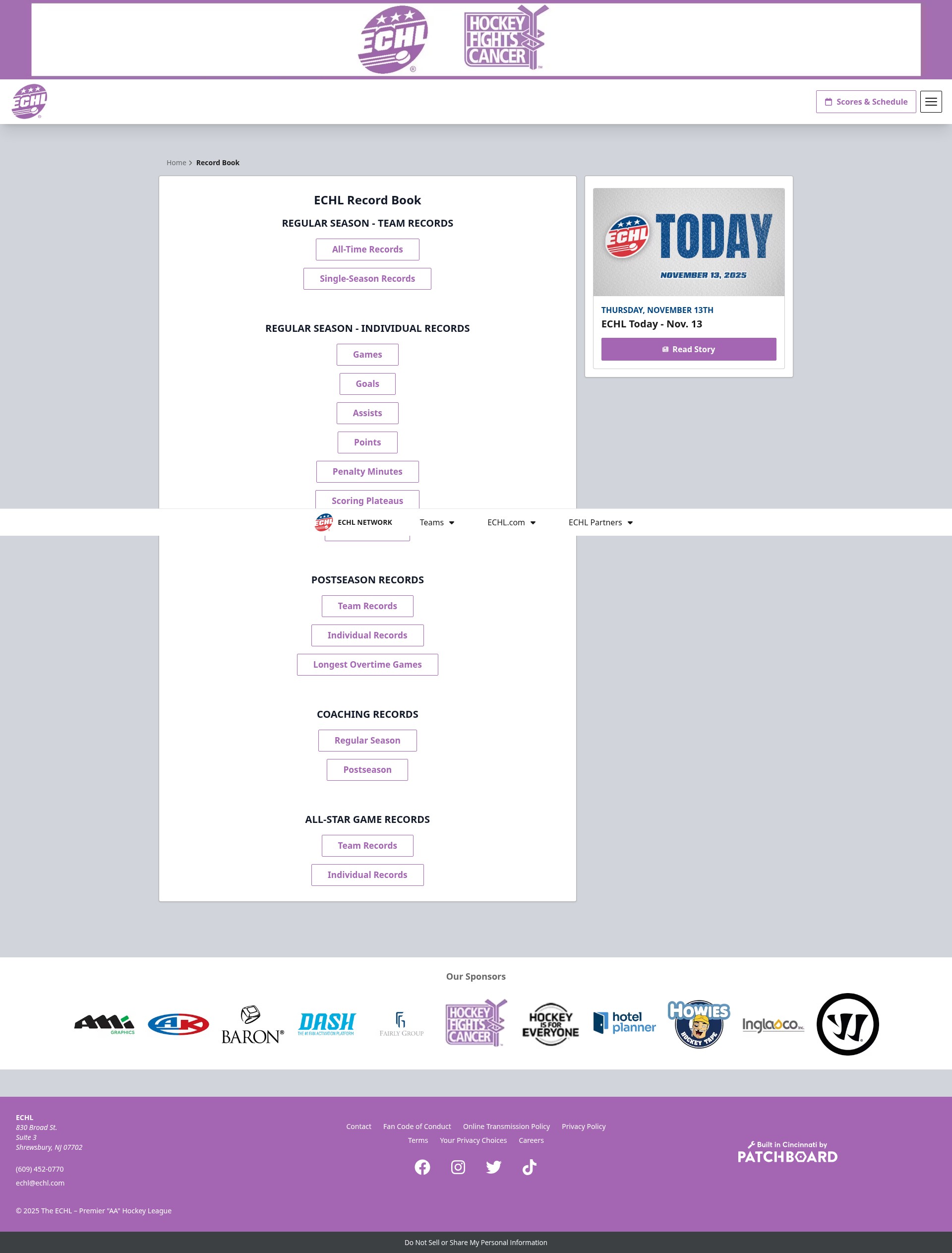 Screenshot of echl.com