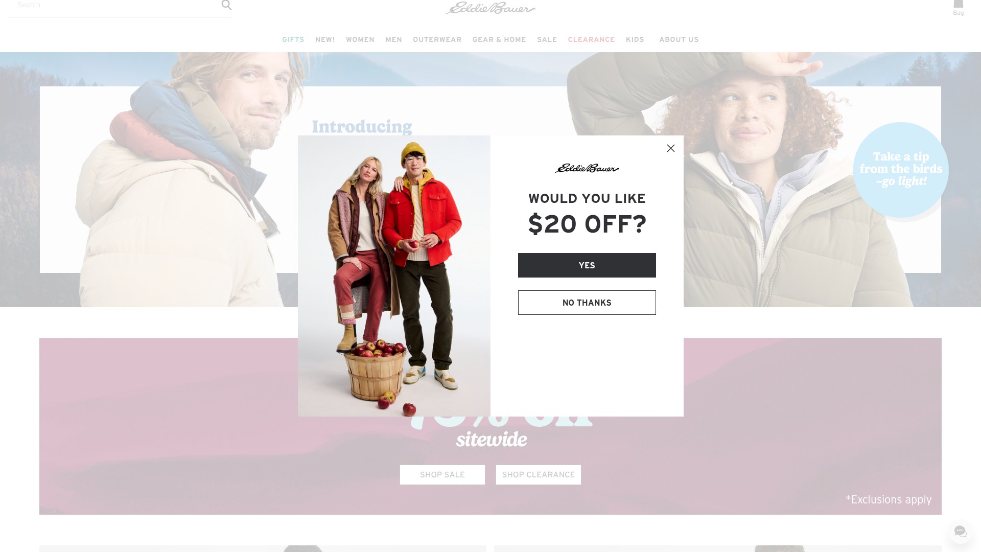 Screenshot of eddiebauer.com