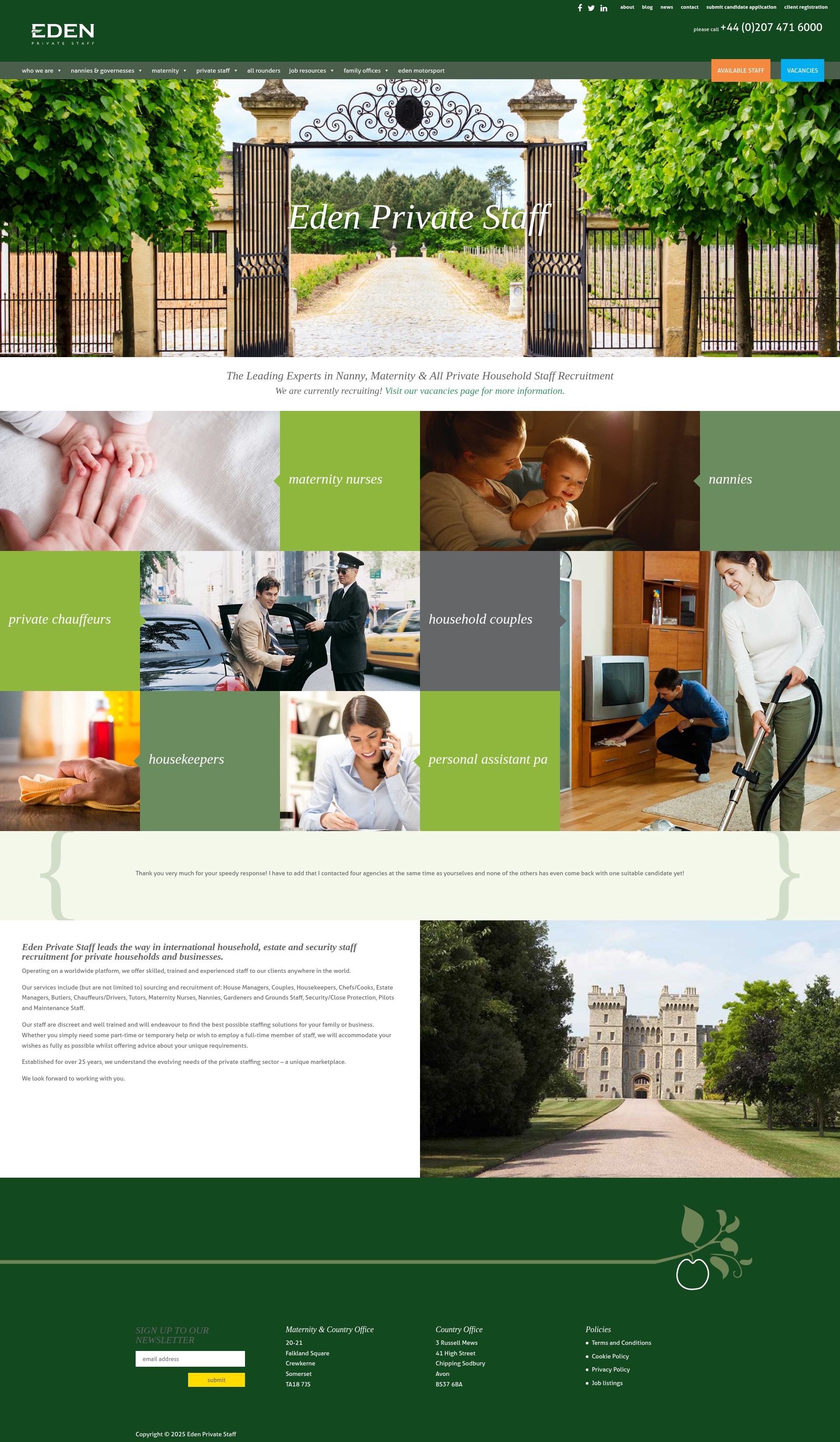 Screenshot of edenprivatestaff.com