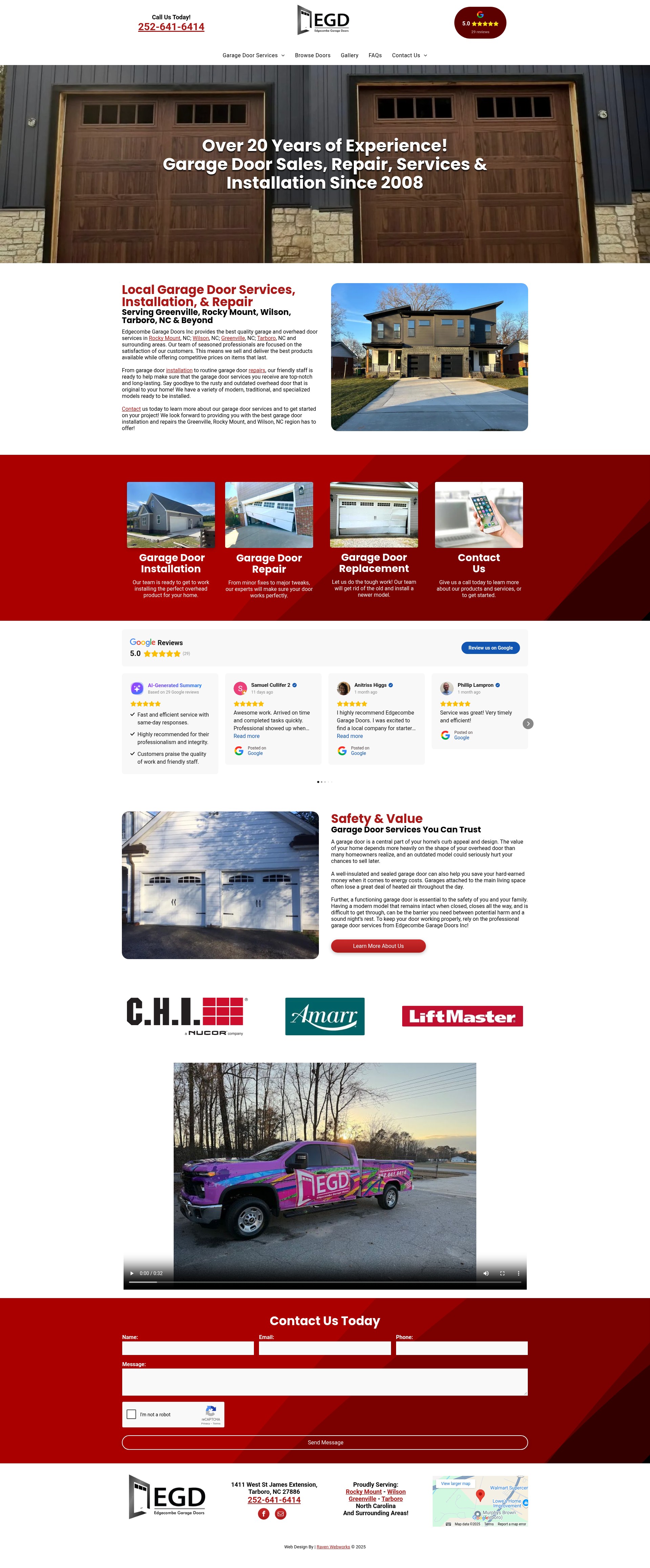 Screenshot of edgecombegaragedoors.com