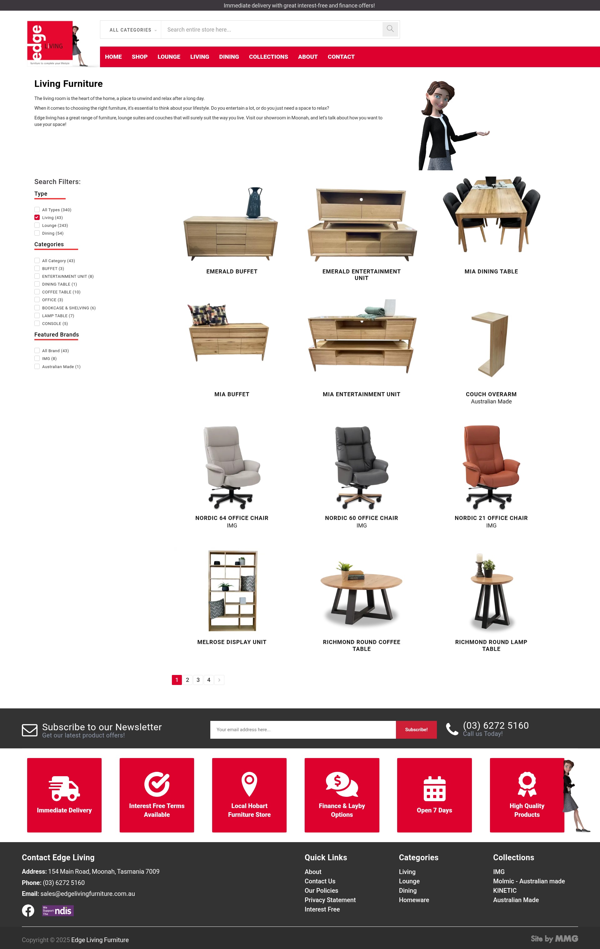 Screenshot of edgelivingfurniture.com.au