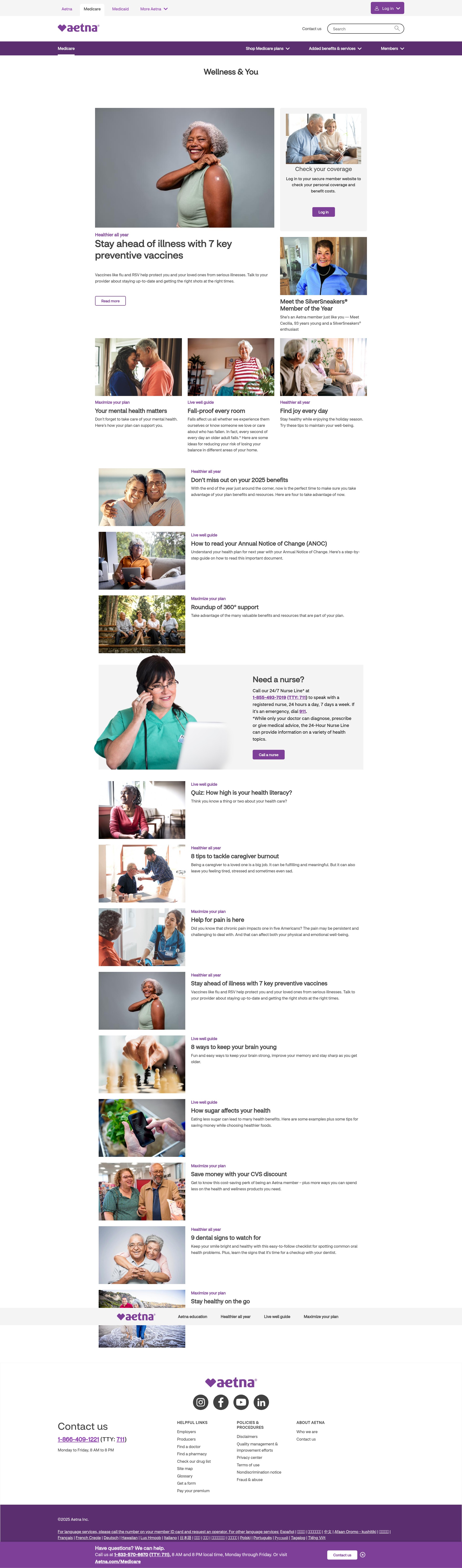 Screenshot of education.aetnamedicare.com