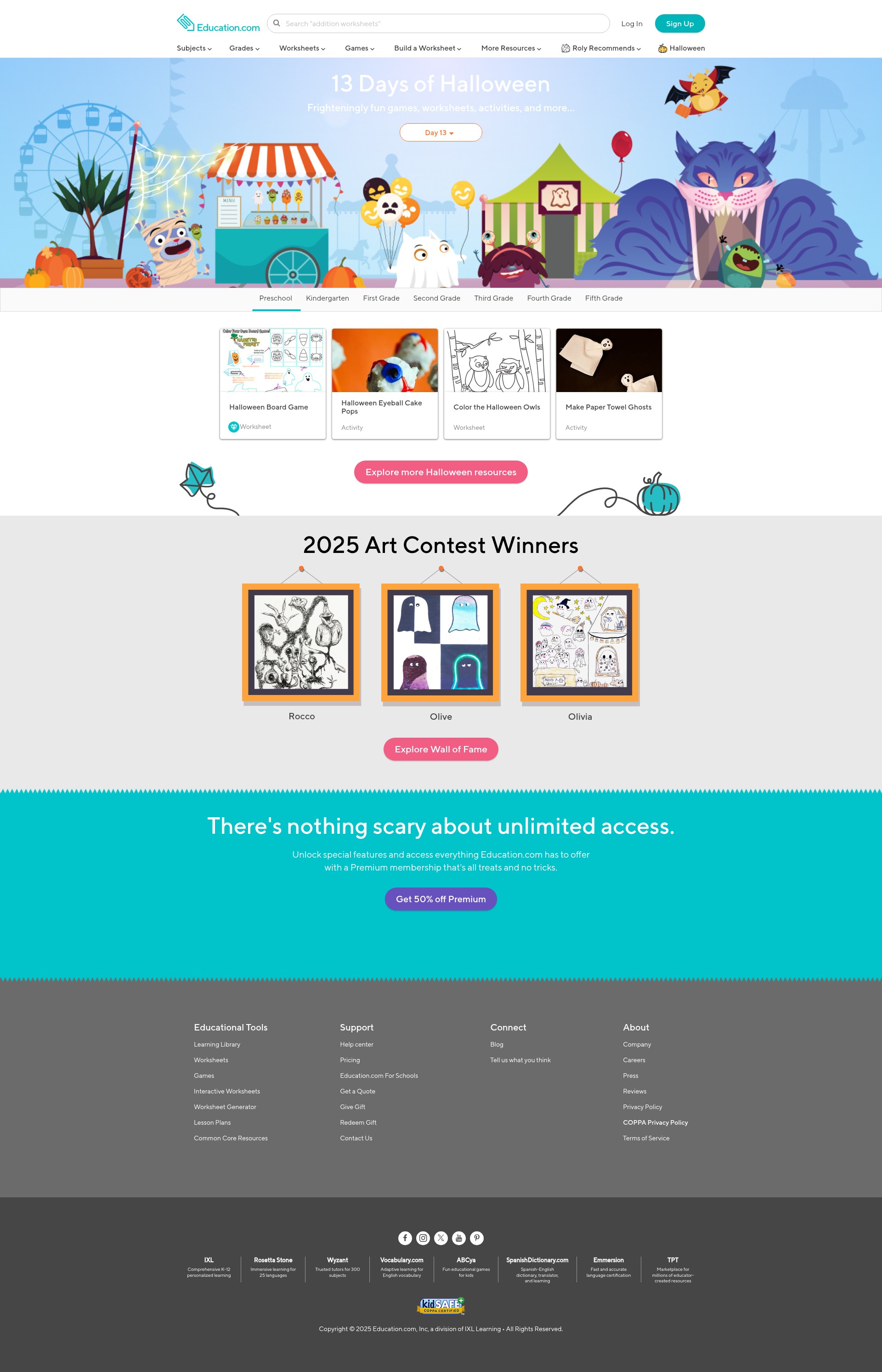 Screenshot of education.com
