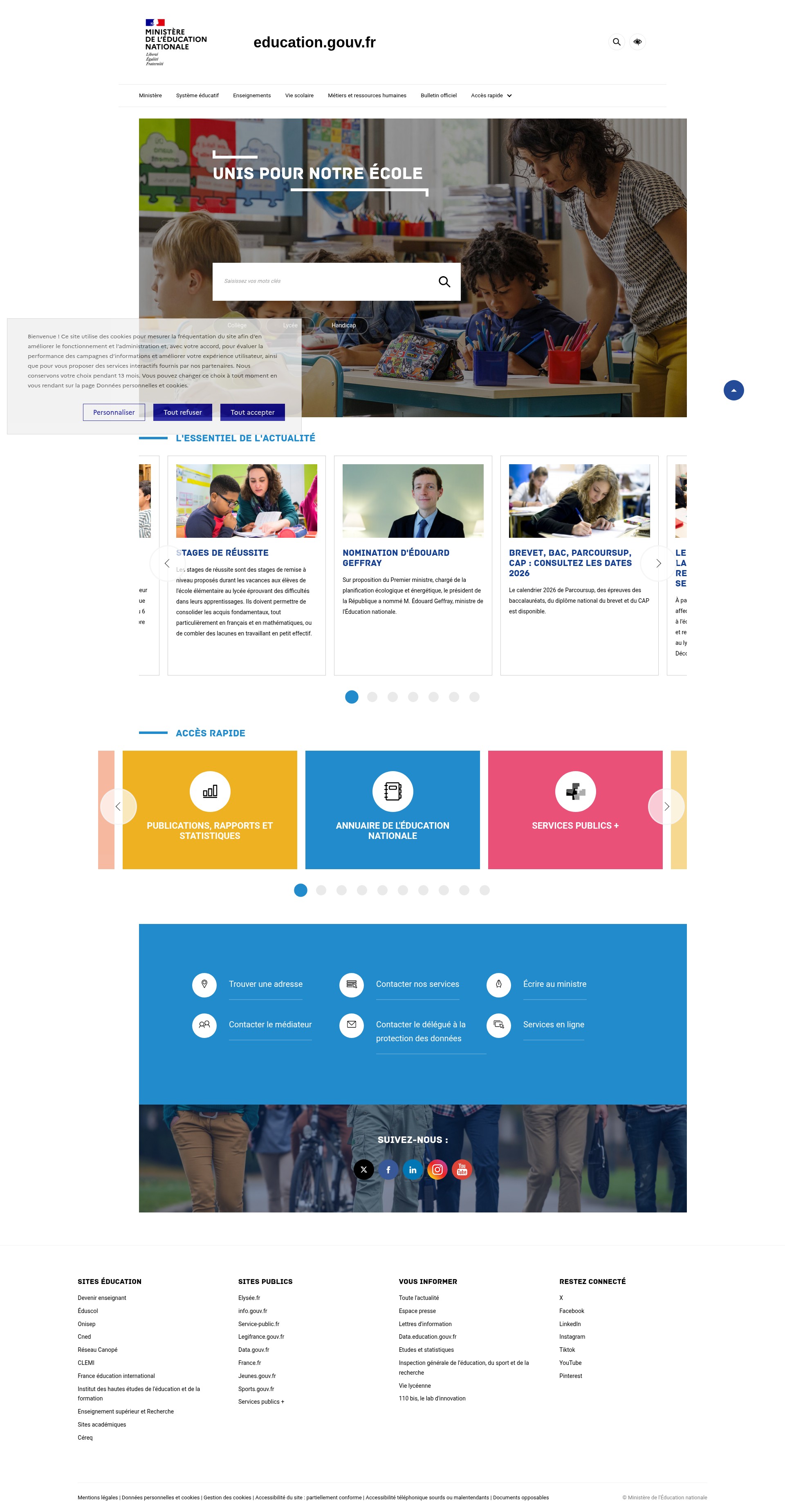 Screenshot of education.gouv.fr