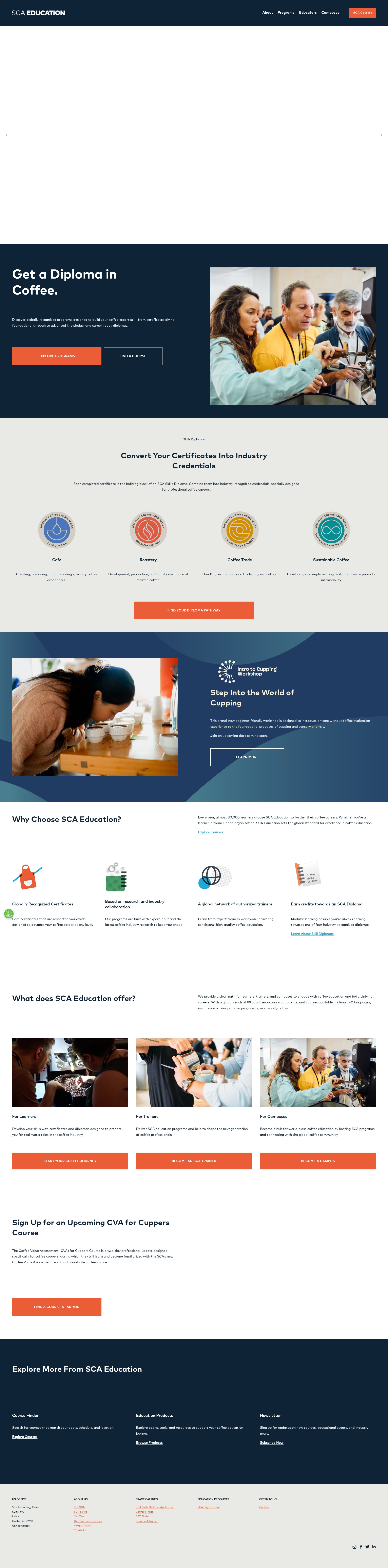 Screenshot of education.sca.coffee