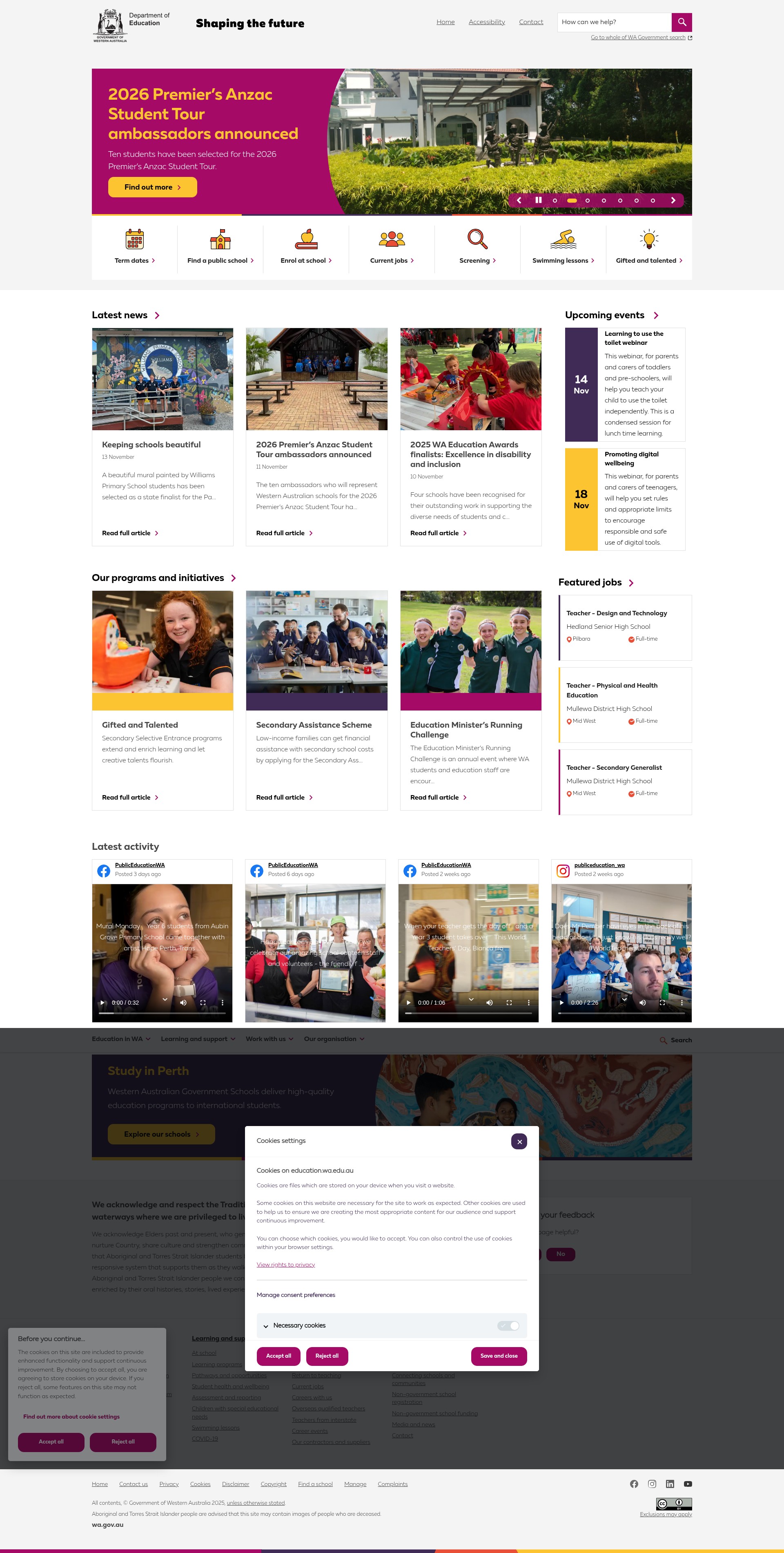 Screenshot of education.wa.edu.au
