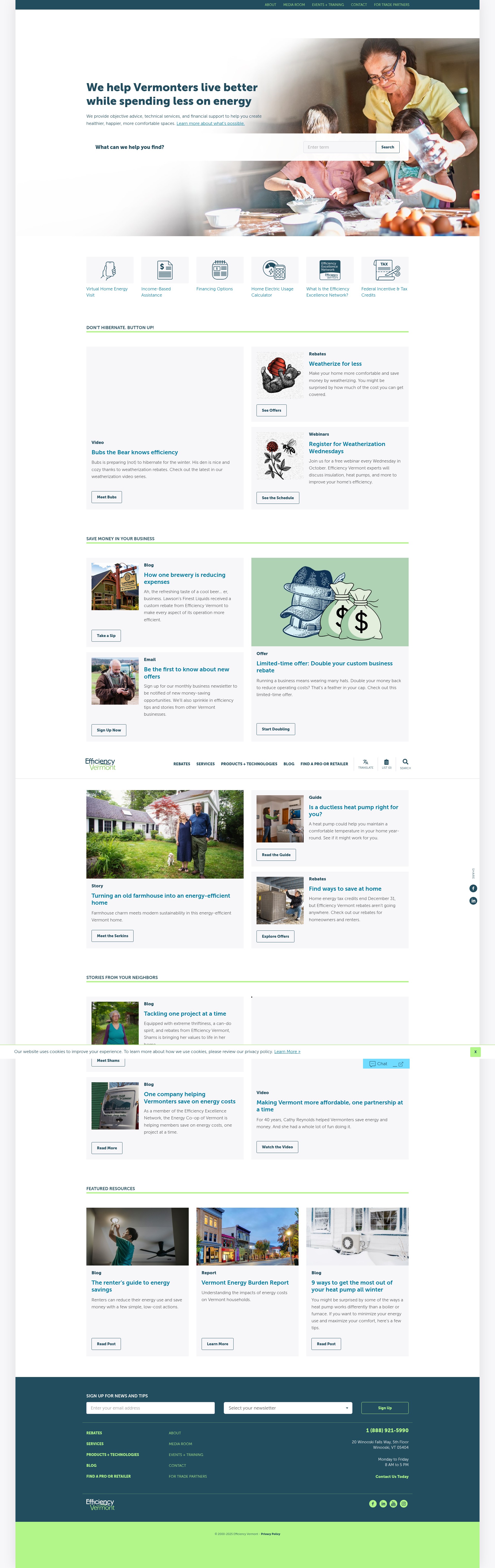 Screenshot of efficiencyvermont.com