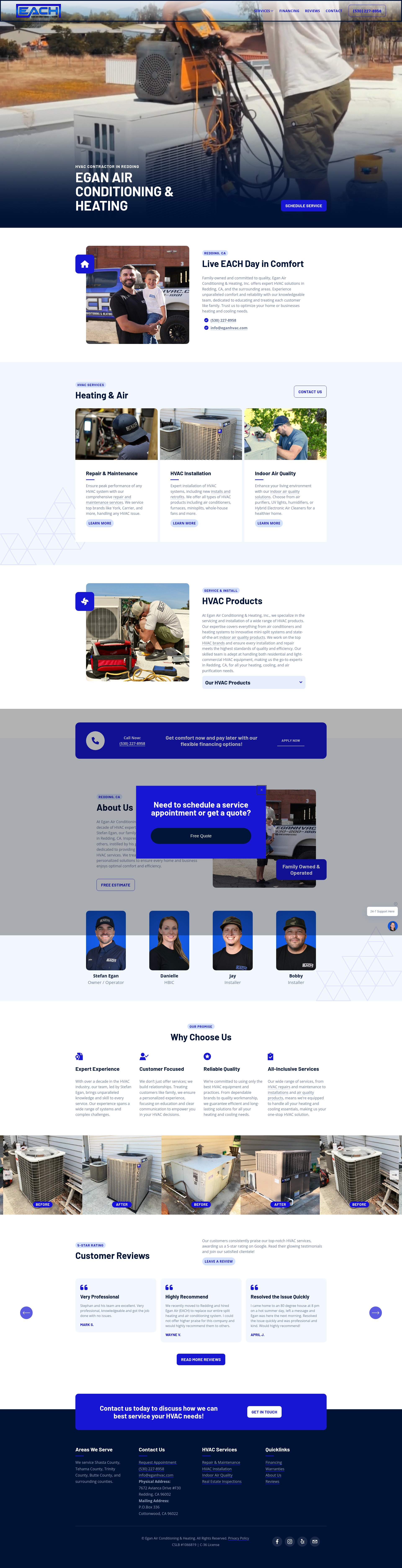 Screenshot of eganhvac.com