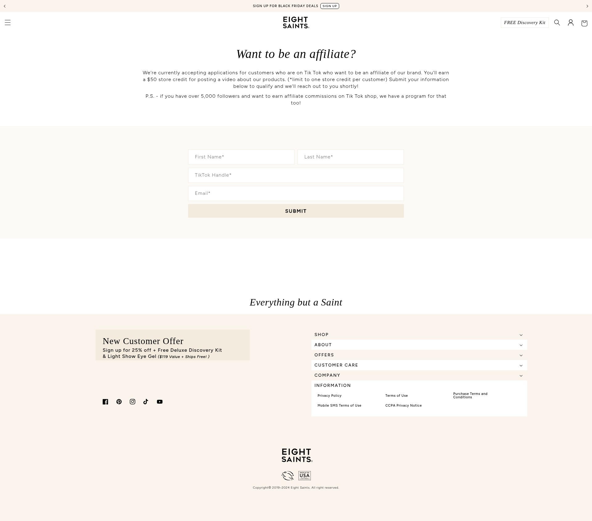 Screenshot of eightsaintsskincare.com