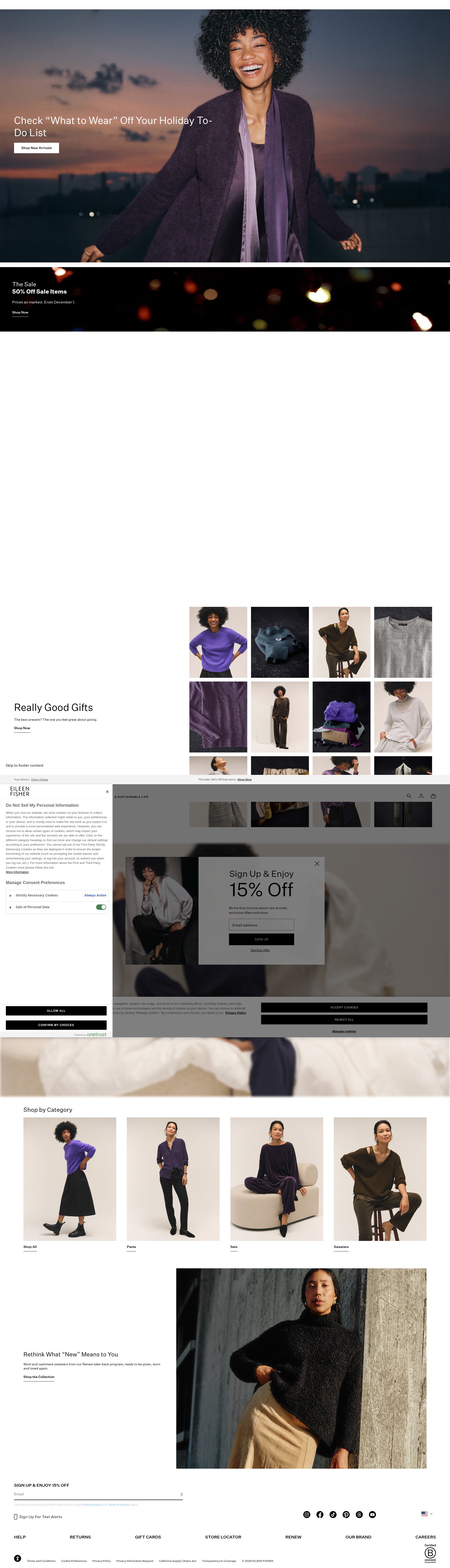 Screenshot of eileenfisher.com