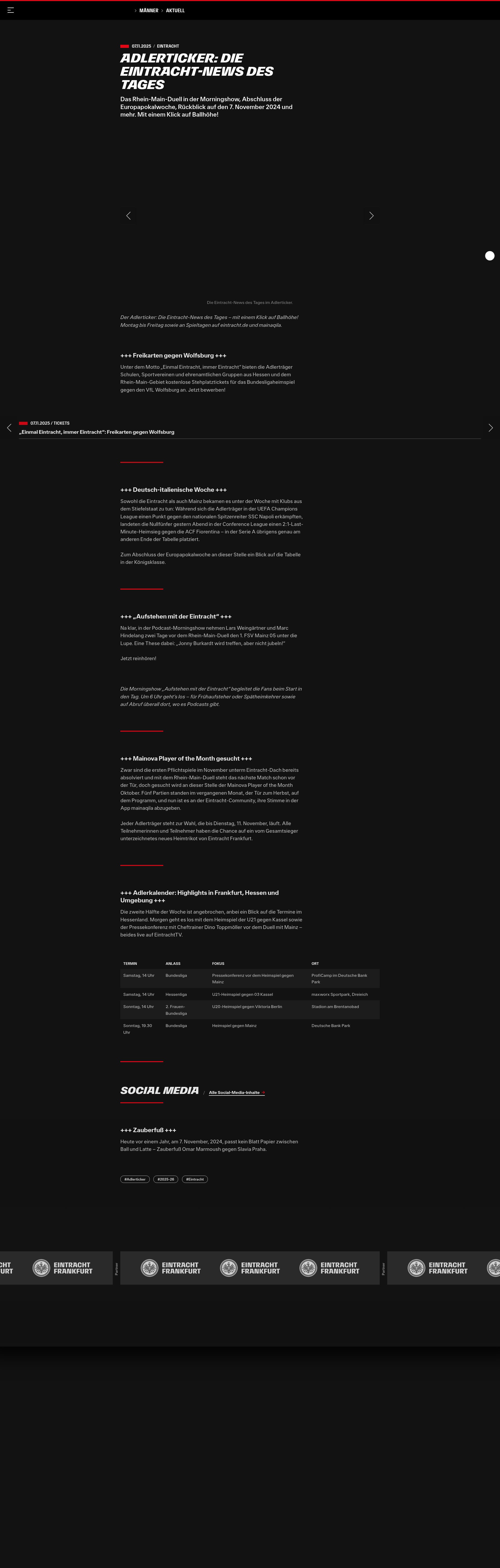 Screenshot of eintracht.de