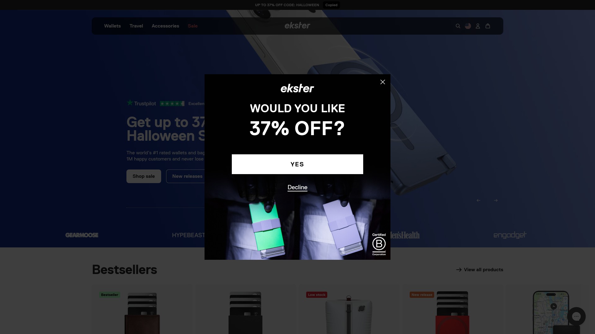 Screenshot of ekster.com