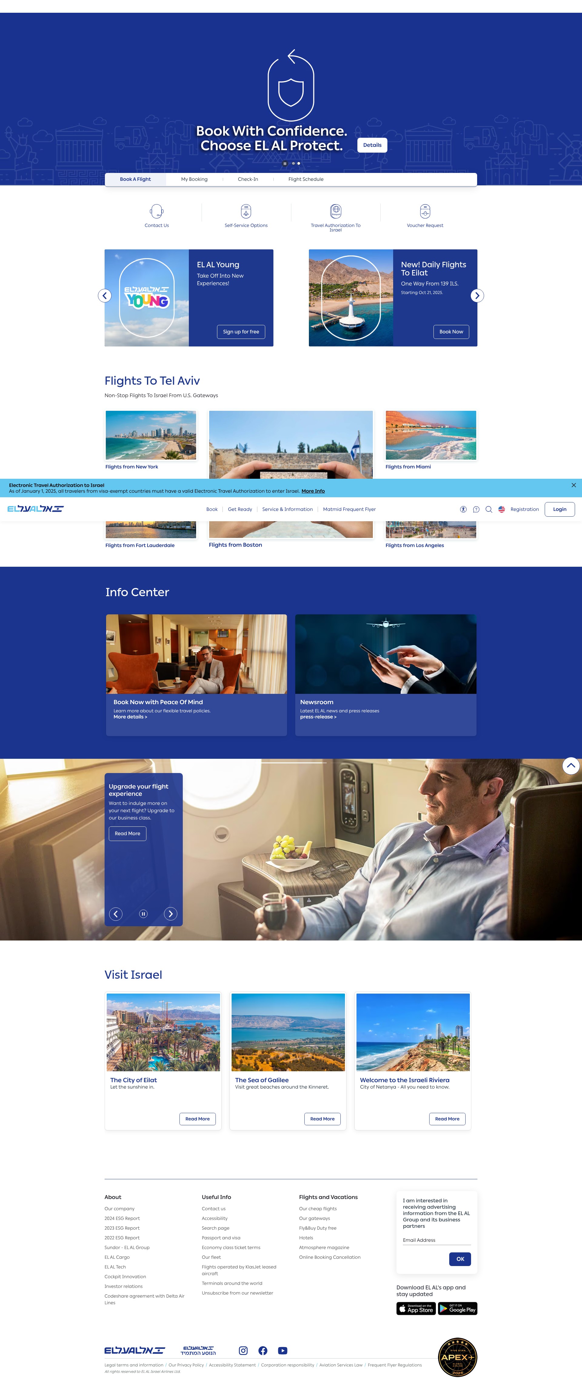 Screenshot of elal.com