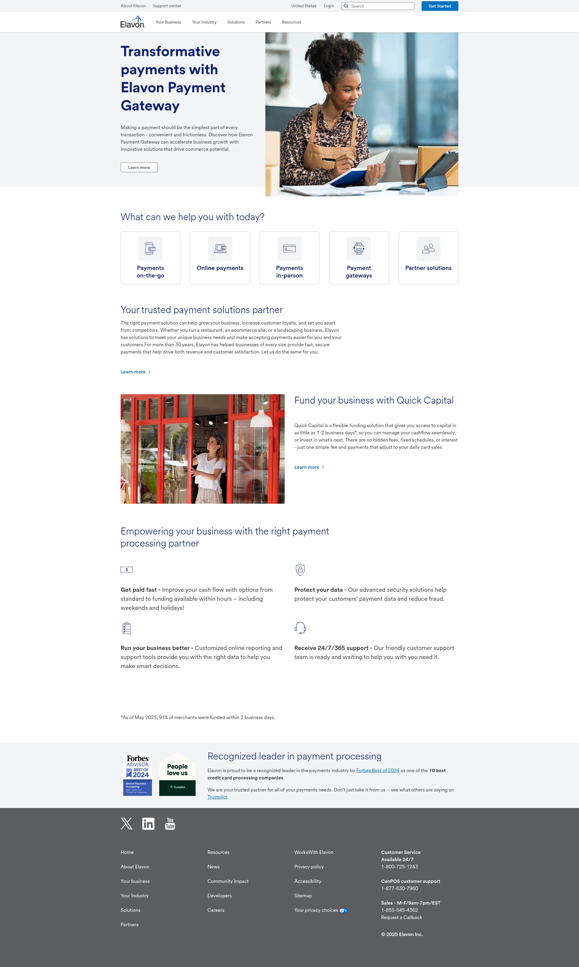Screenshot of elavon.com