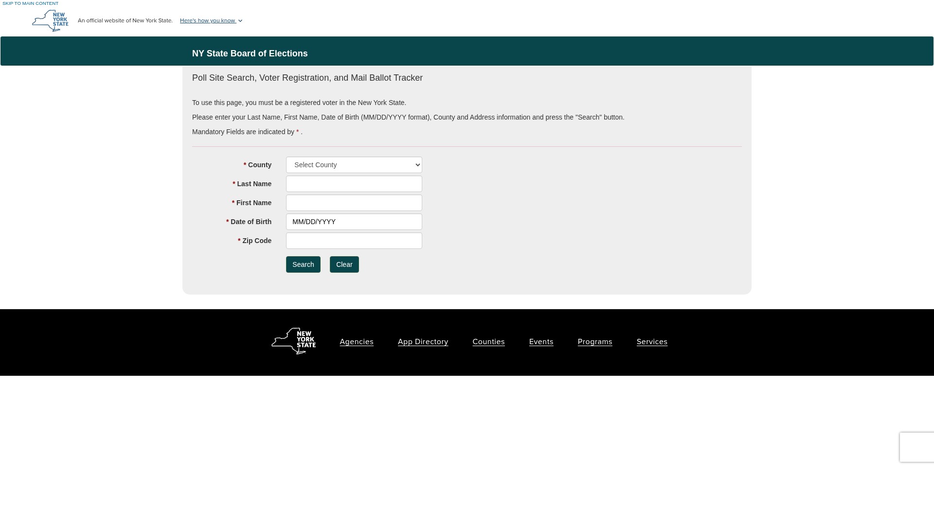 Screenshot of elections.ny.gov