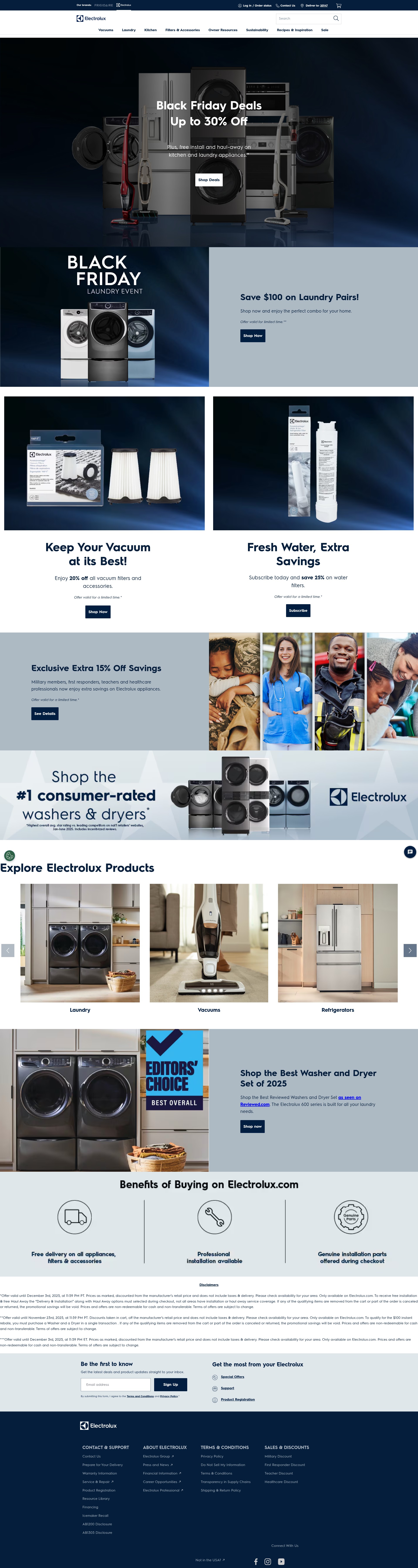 Screenshot of electrolux.com