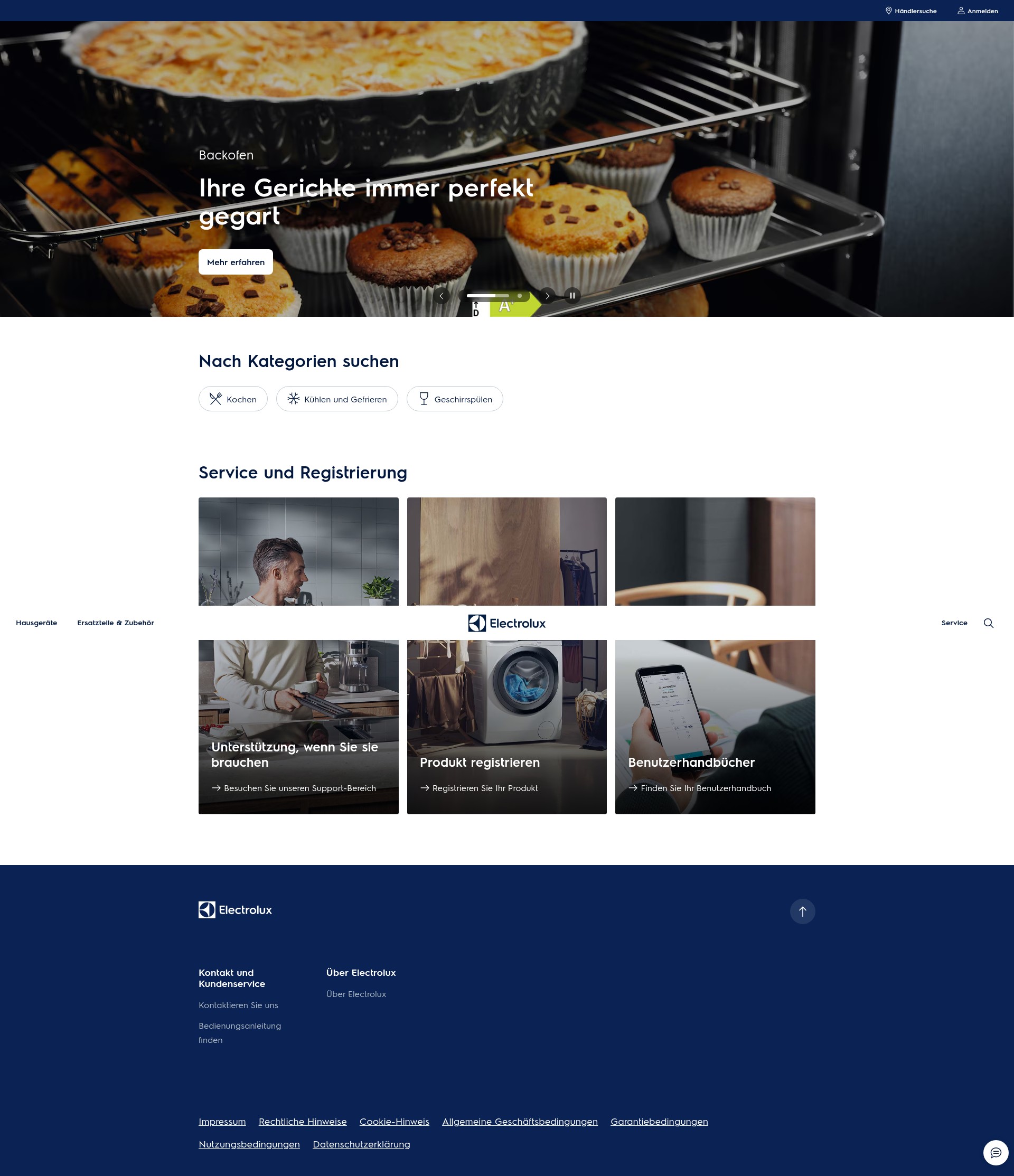 Screenshot of electrolux.de