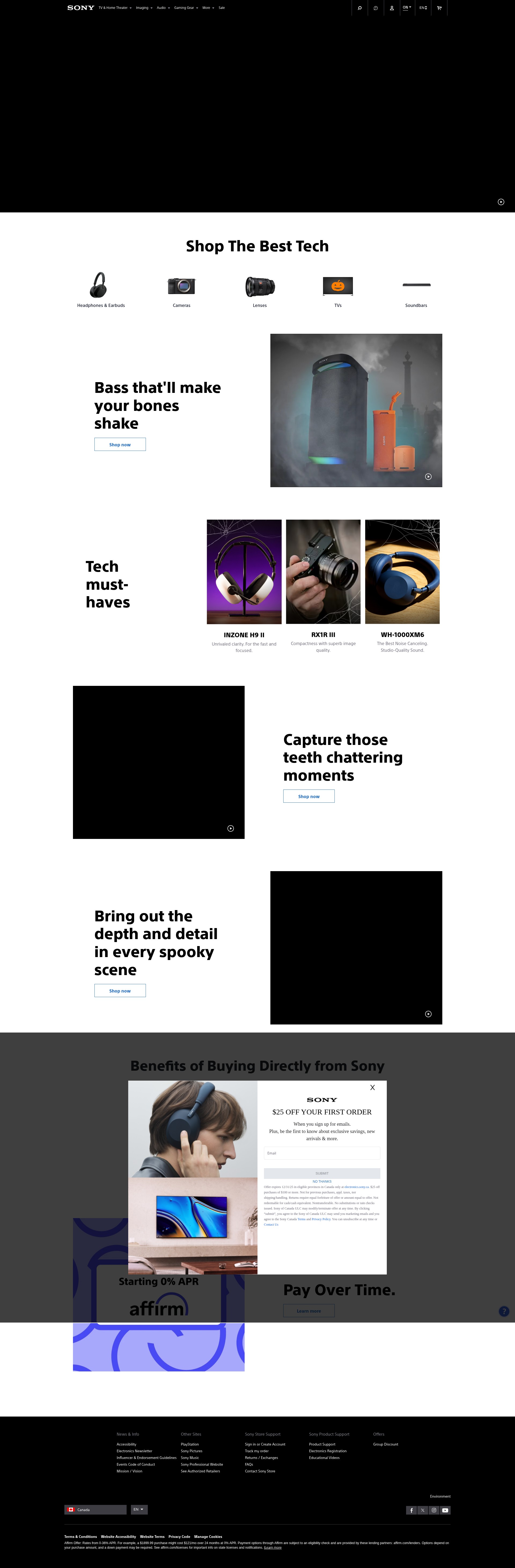 Screenshot of electronics.sony.ca