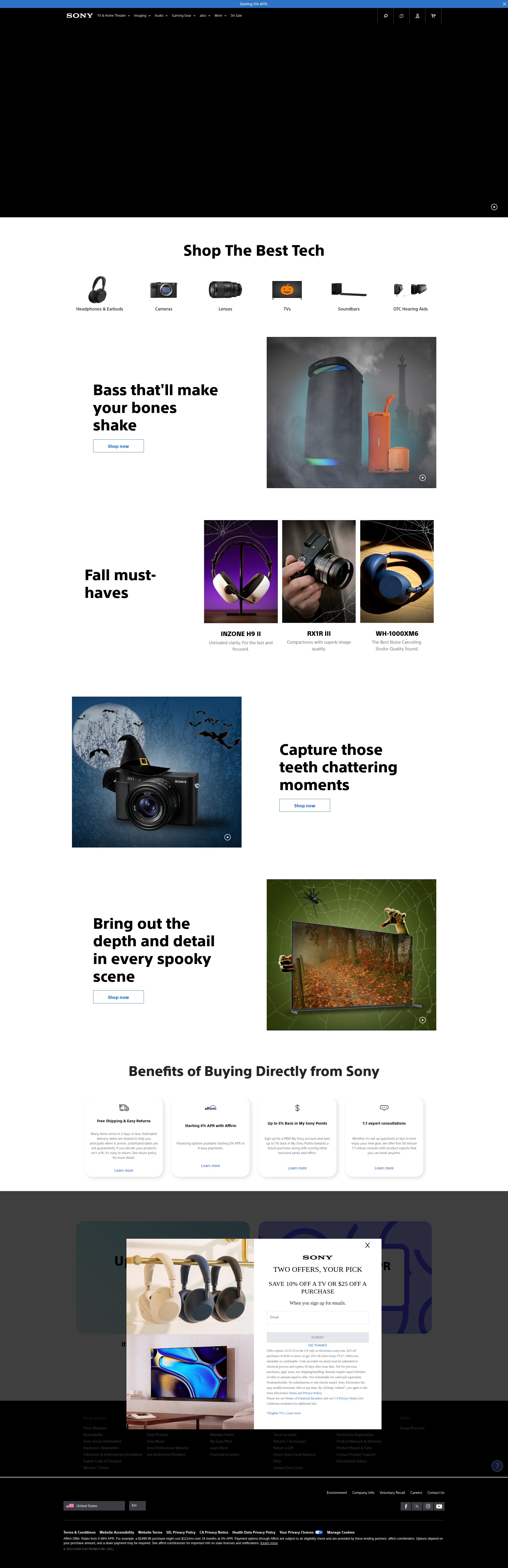 Screenshot of electronics.sony.com