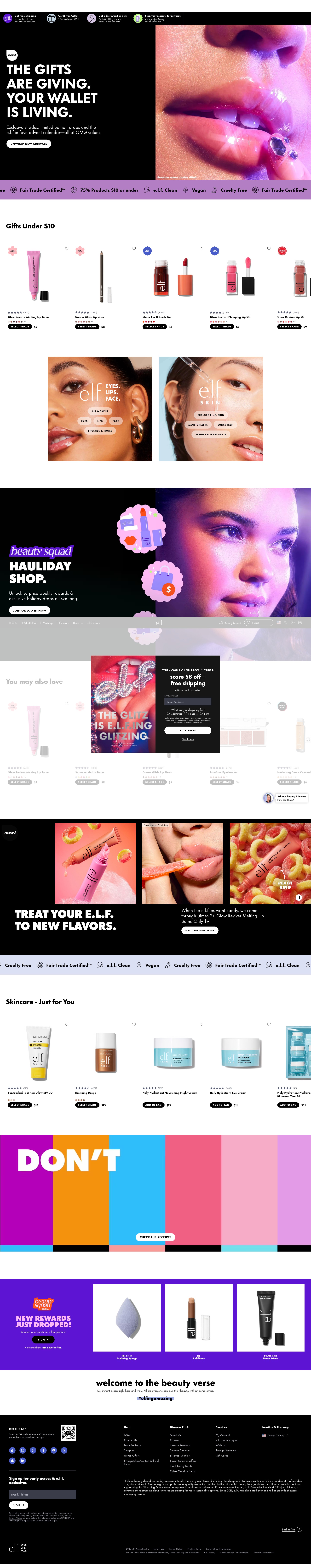 Screenshot of elfcosmetics.com