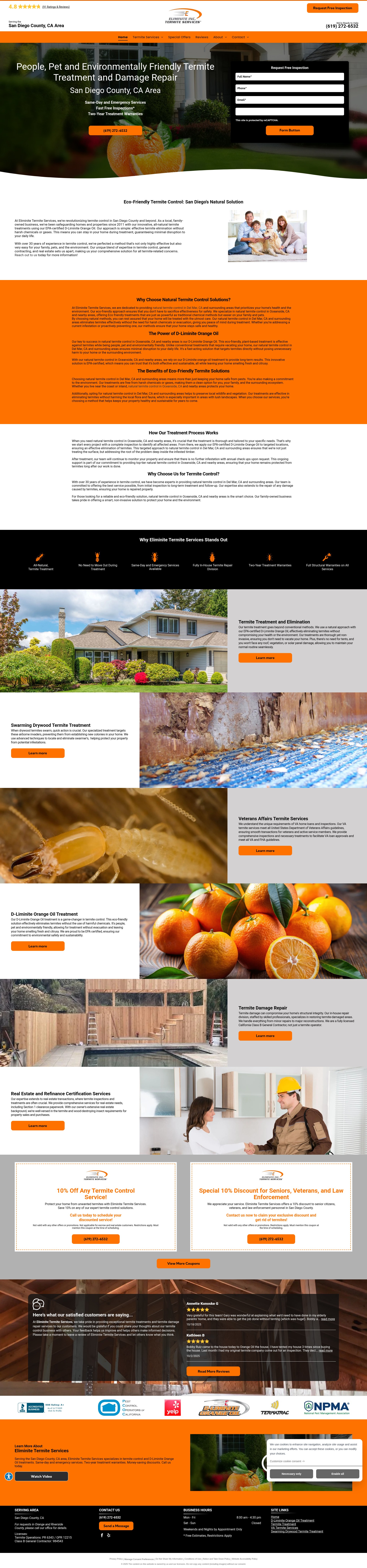Screenshot of eliminitetermite.com