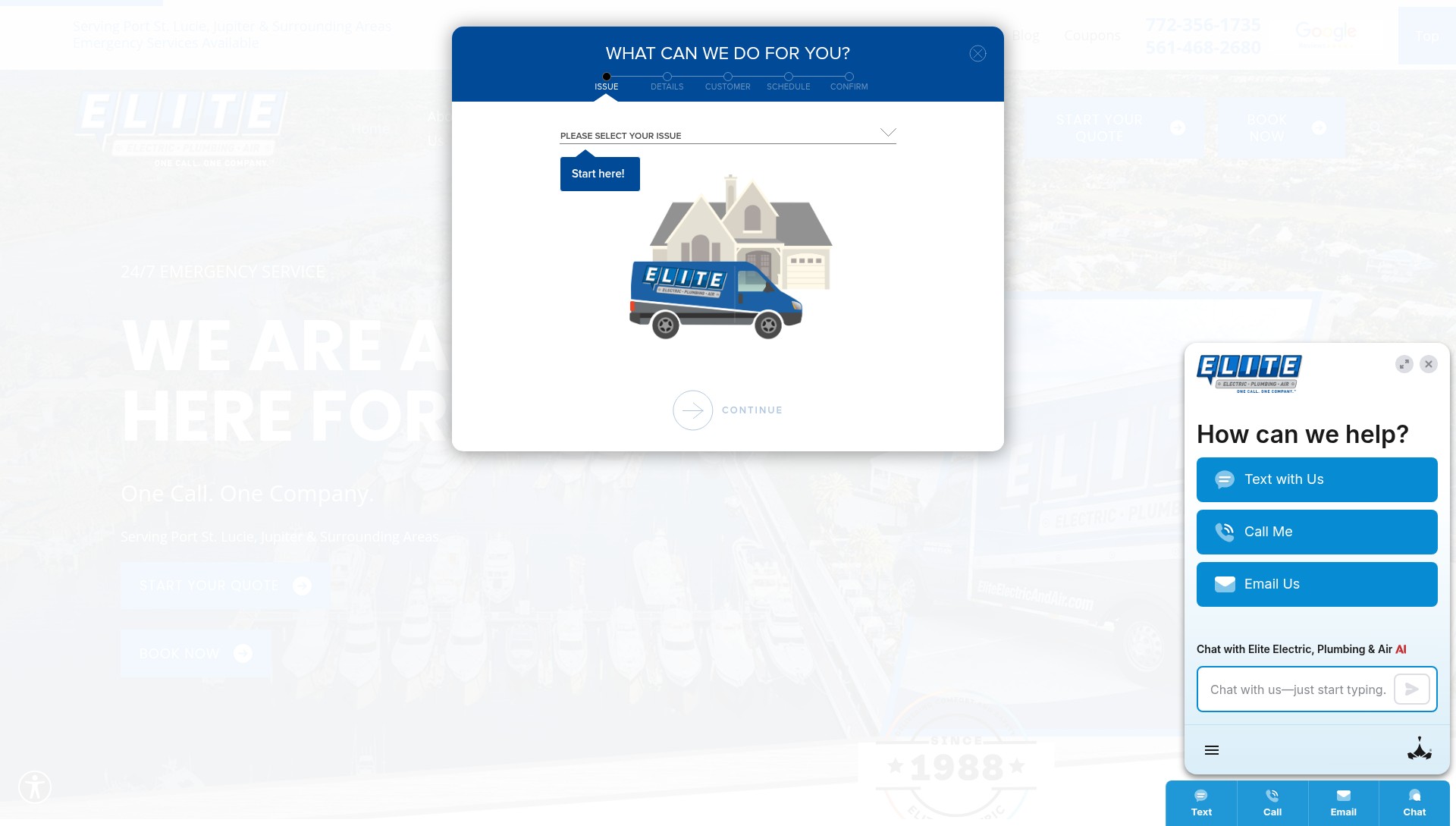 Screenshot of eliteelectricandair.com
