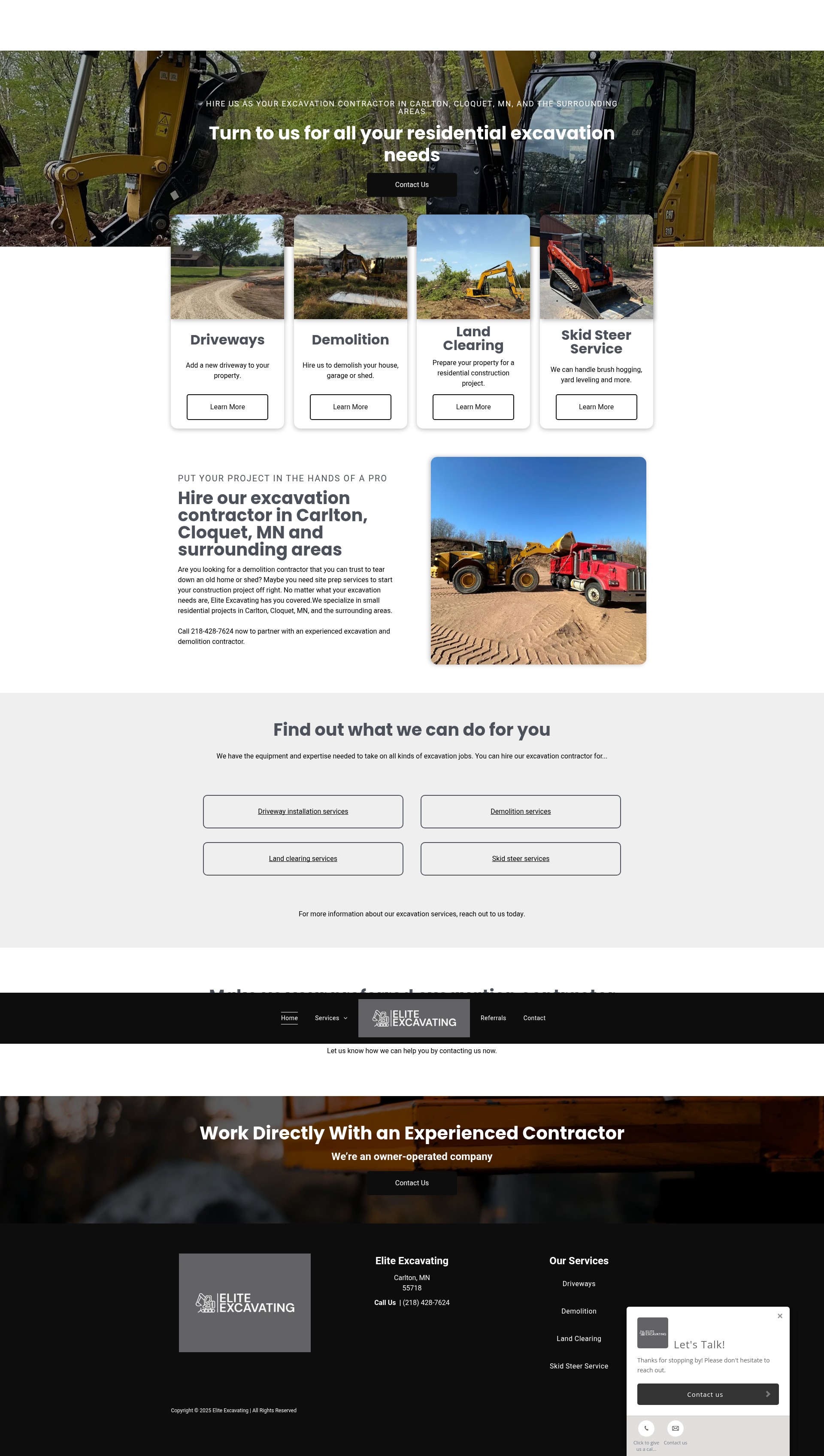 Screenshot of eliteexcavatingmn.com