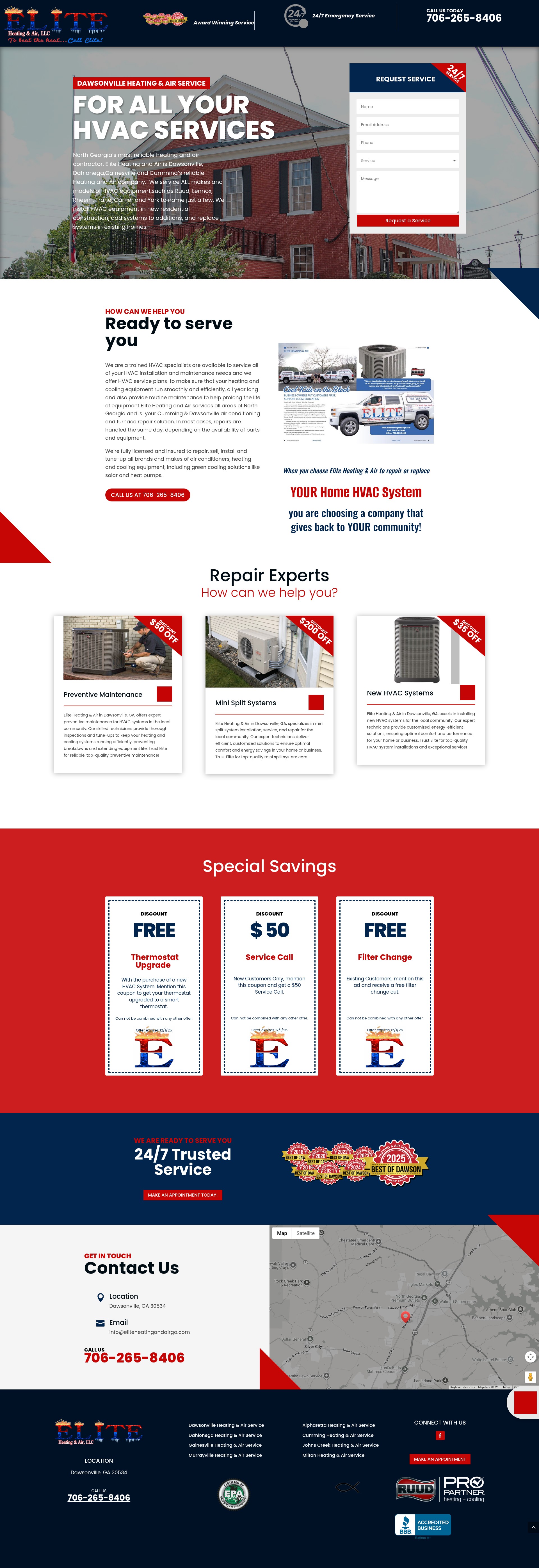 Screenshot of eliteheatingandairga.com
