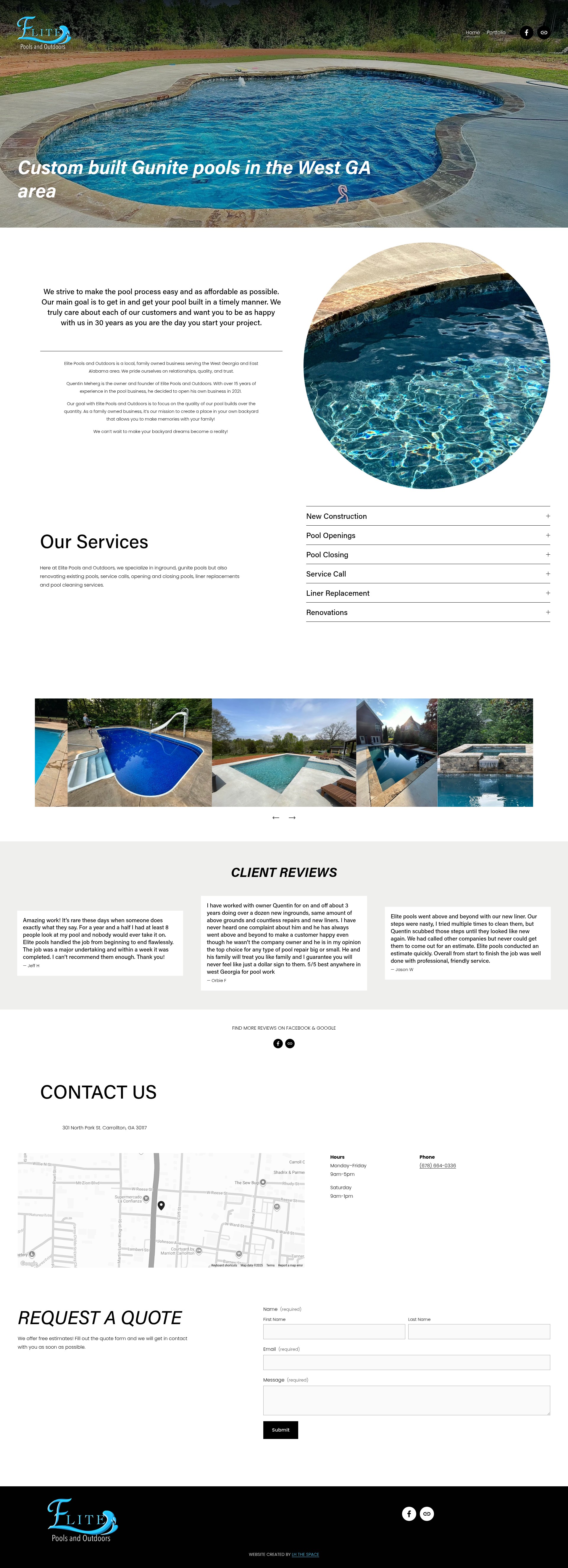 Screenshot of elitepoolsandoutdoors.com