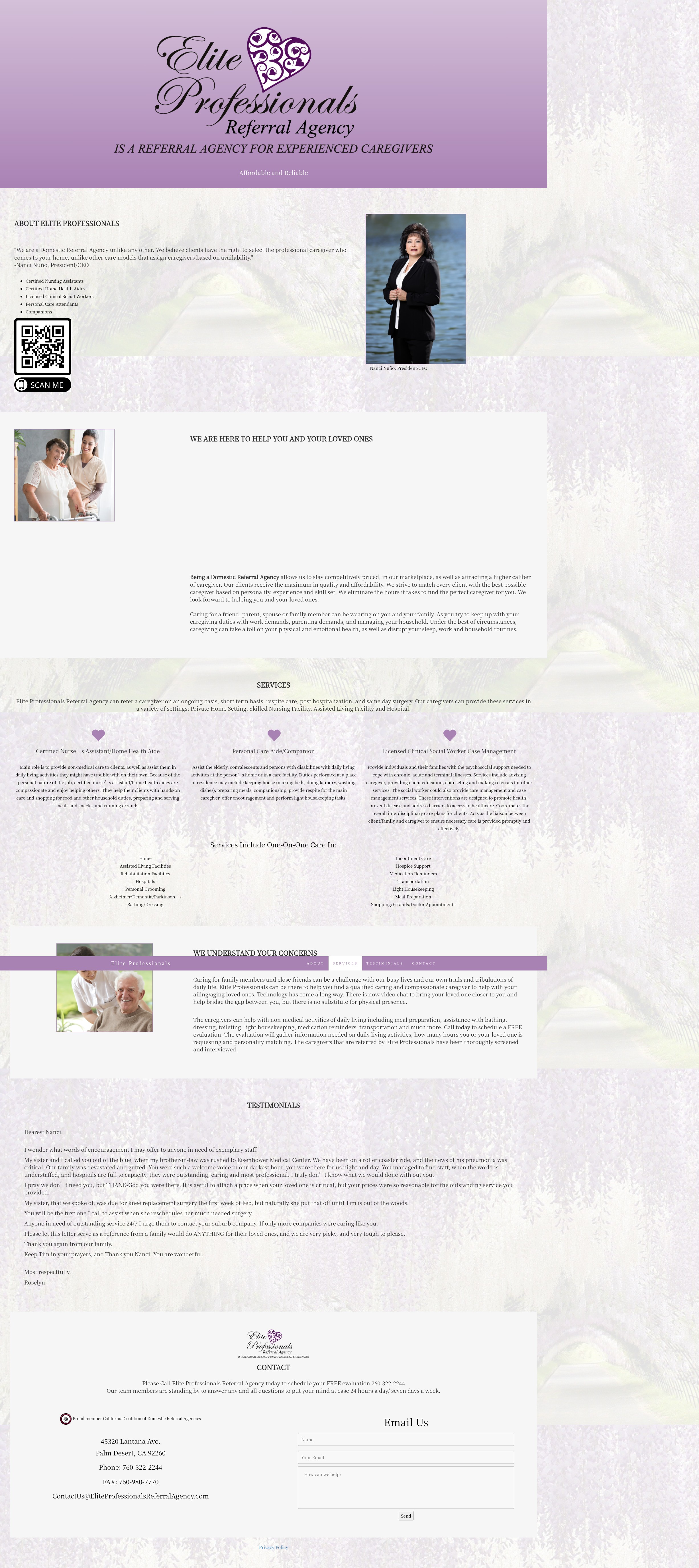 Screenshot of eliteprofessionalsreferralagency.com