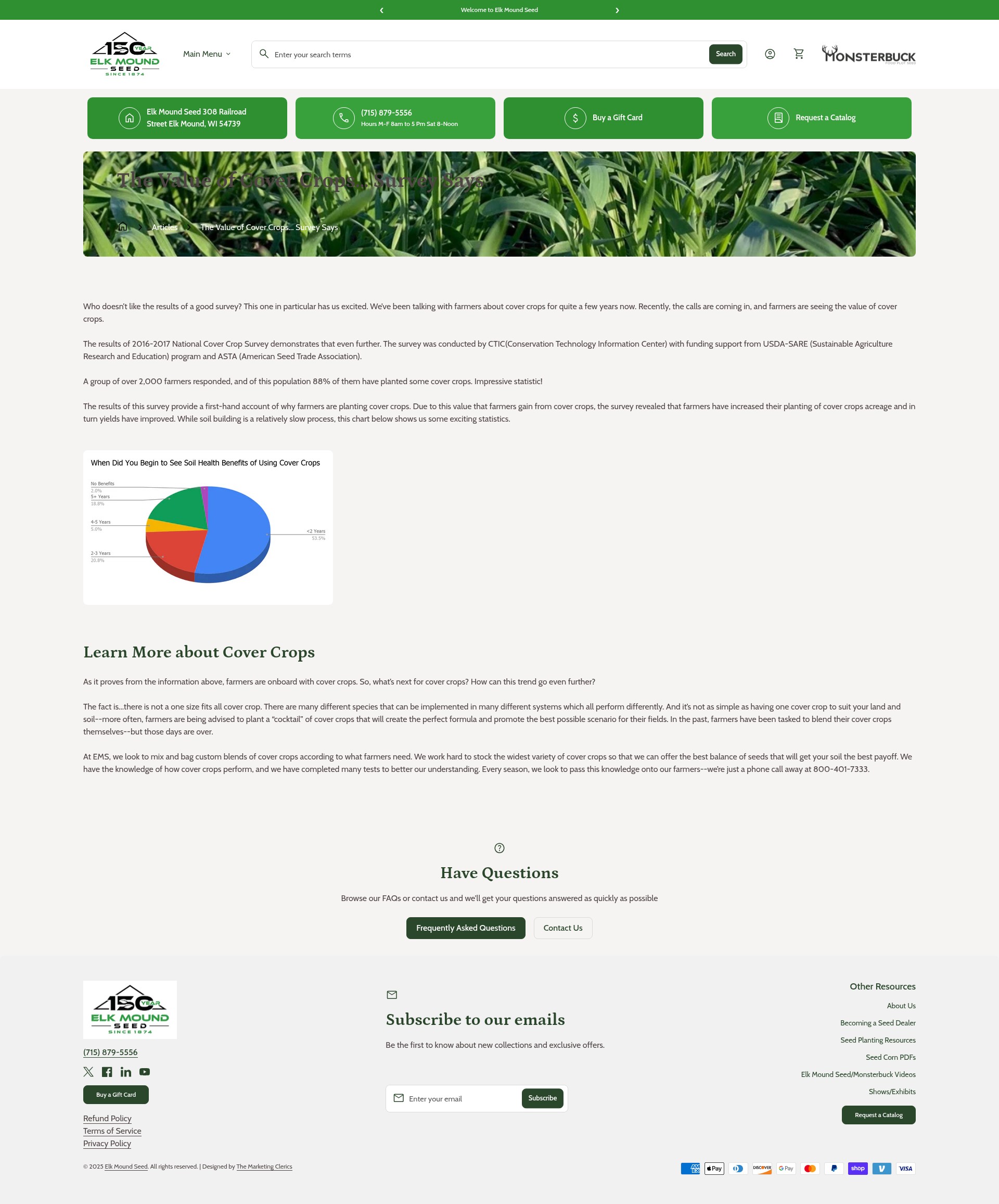 Screenshot of elkmoundseed.com