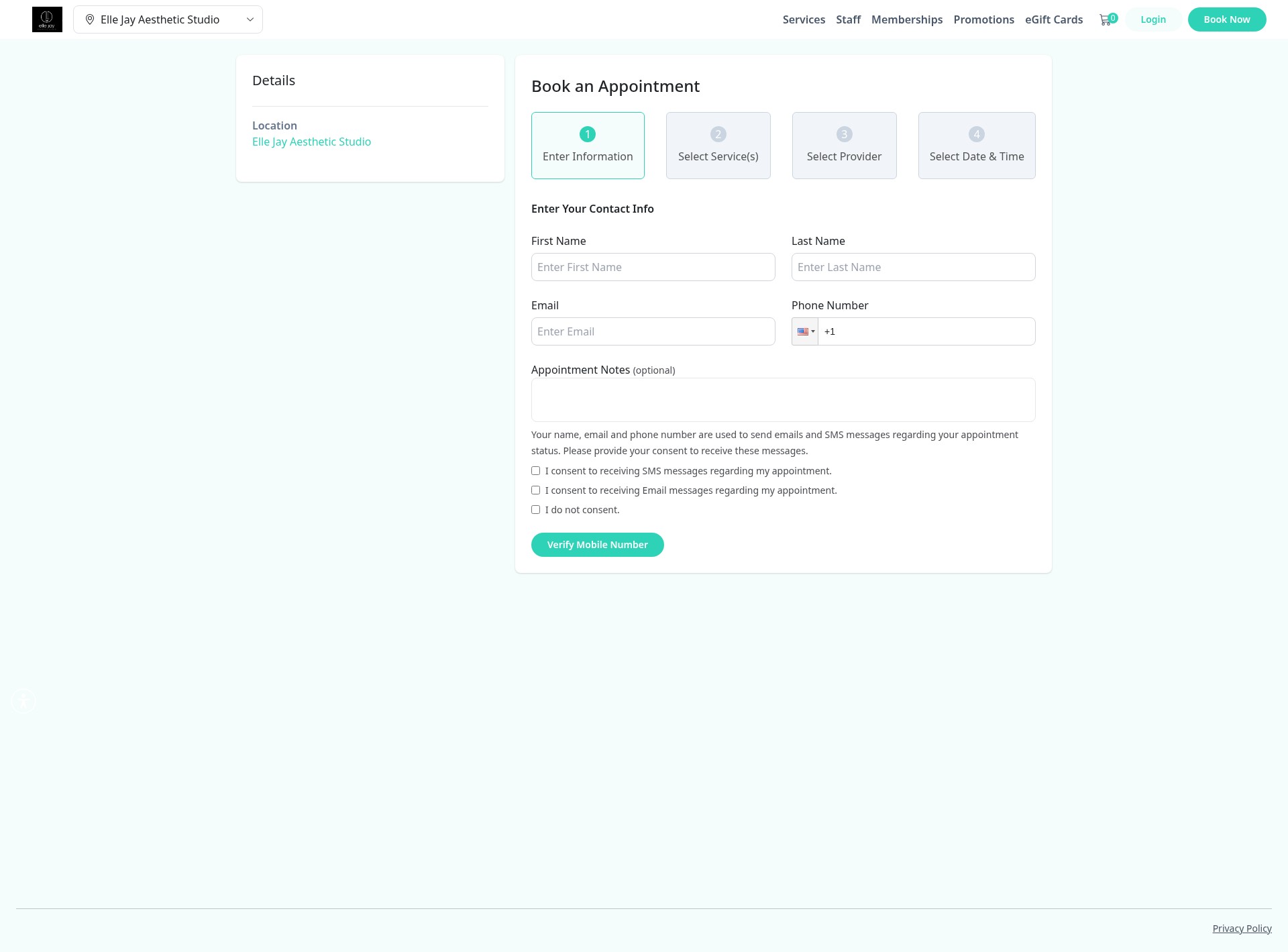 Screenshot of ellejayaestheticstudio.com