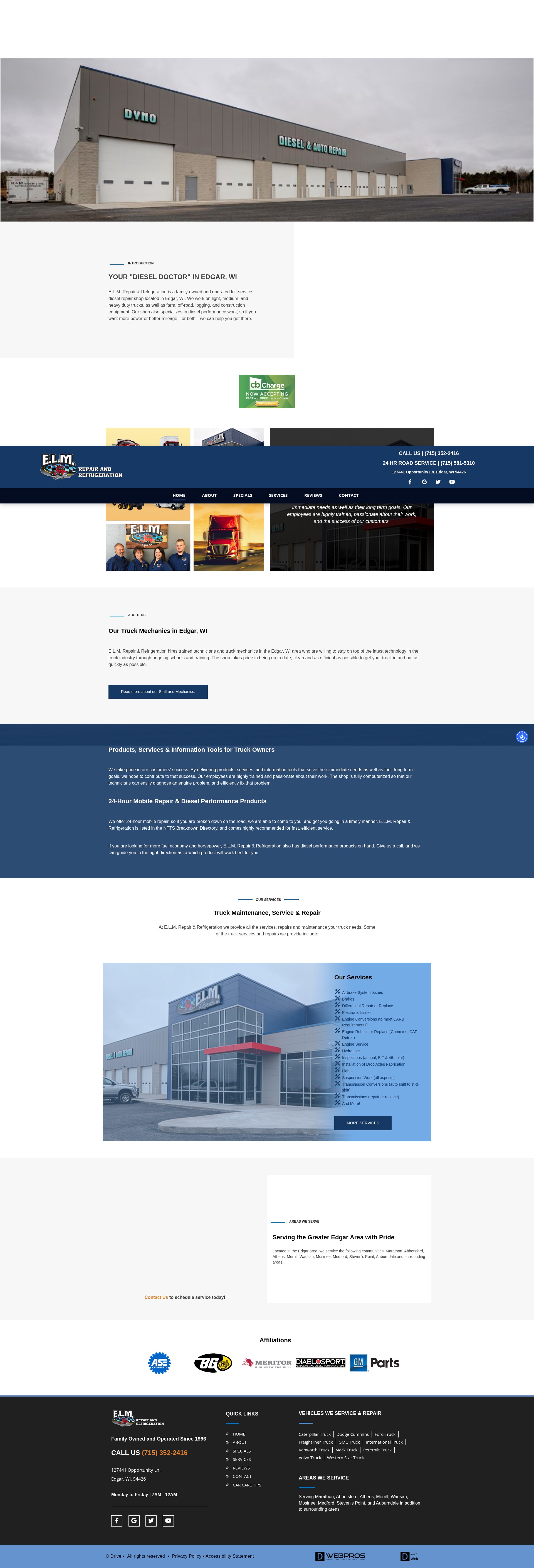 Screenshot of elmrepair.com