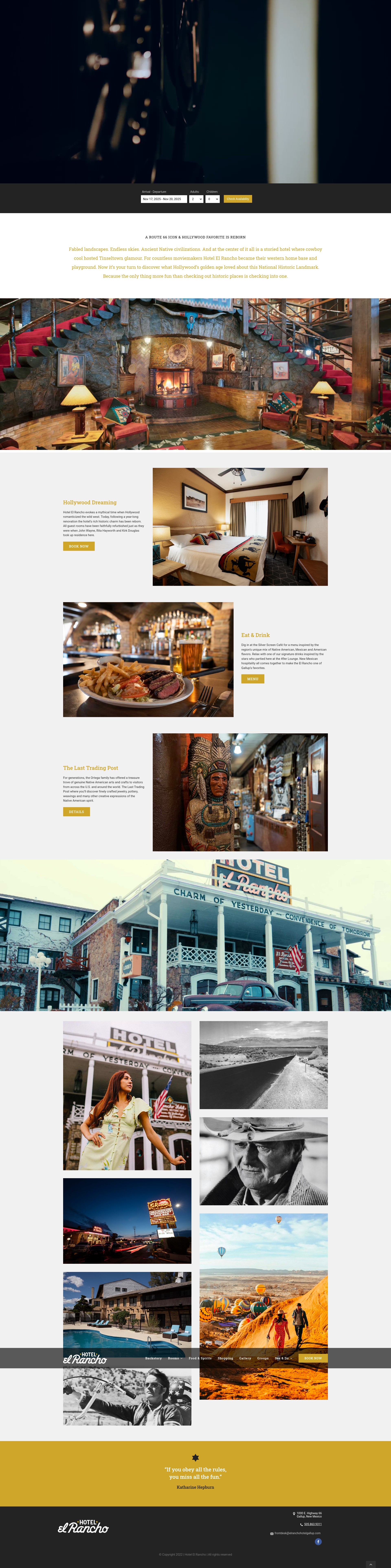Screenshot of elranchohotelgallup.com