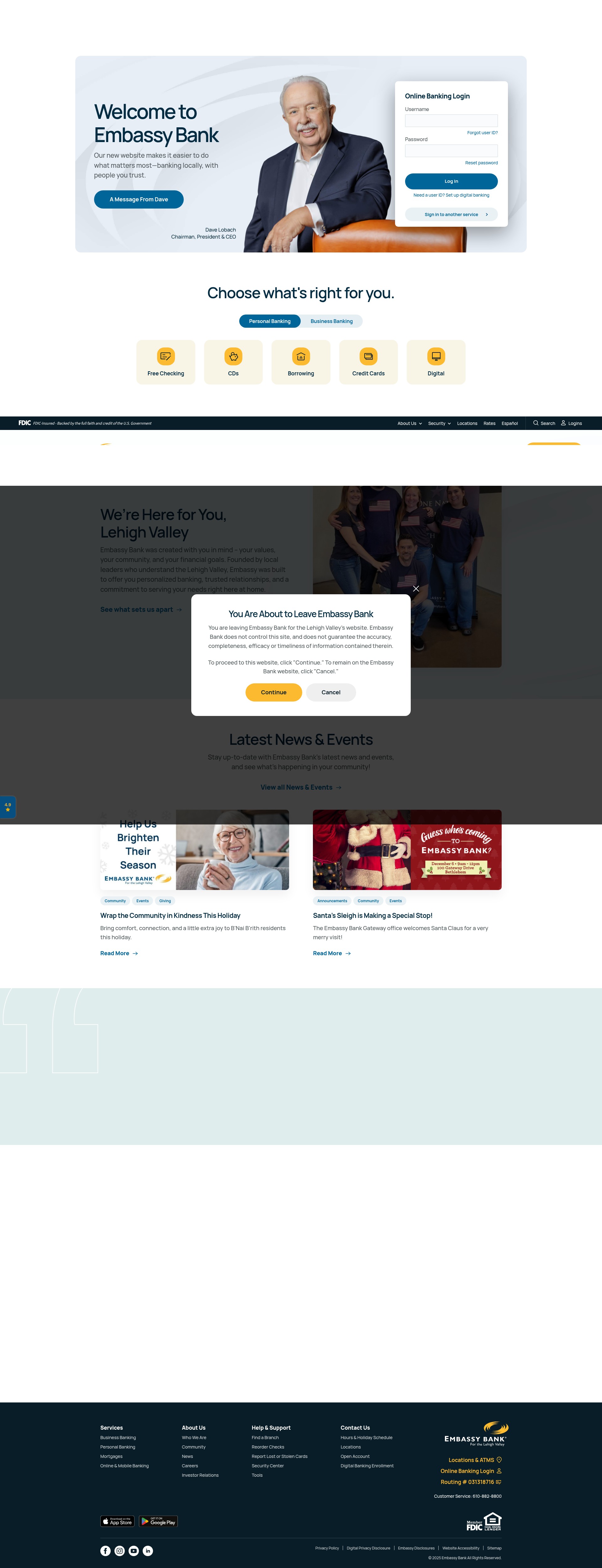 Screenshot of embassybank.com